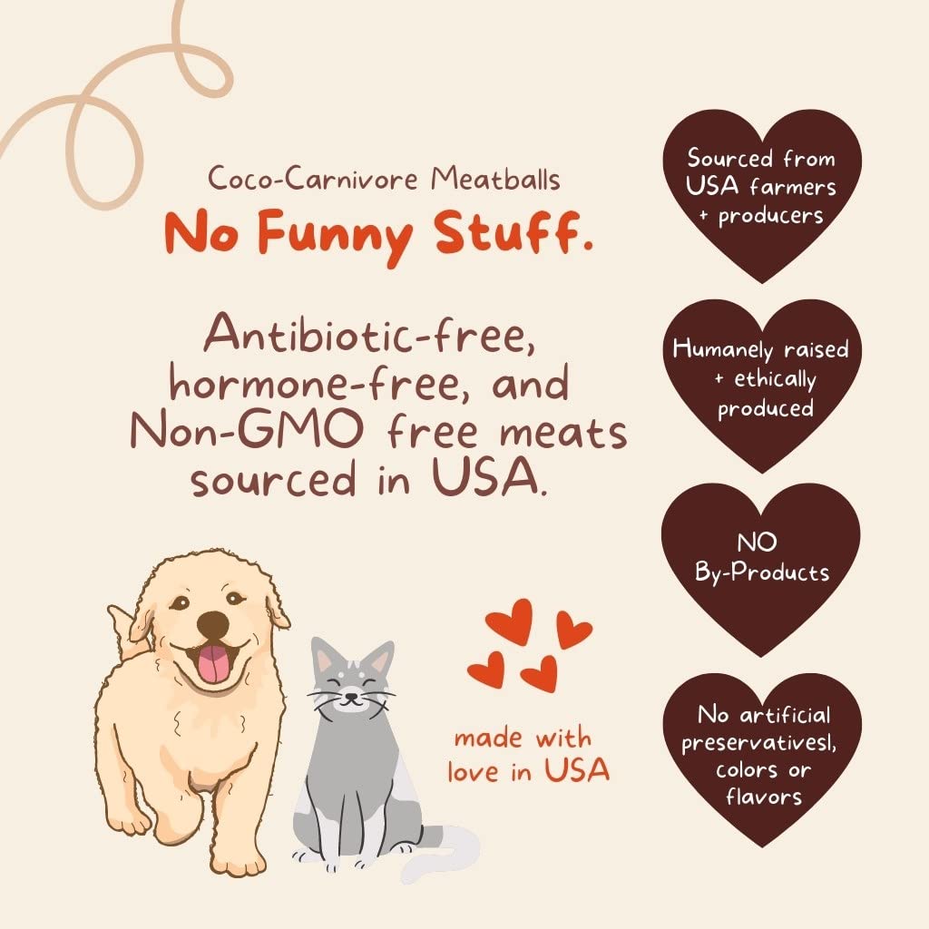 CocoTherapy 3 Pack of Coco-Carnivore Meatballs Dog Treats - Grain Free, All Natural Beef Flavor - Perfect for Training, Rewards & Dental Health