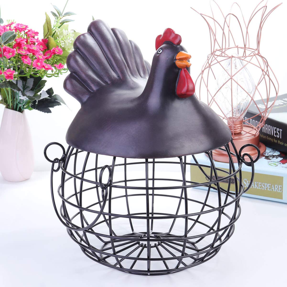 Stainless Steel Egg Basket with Lid - Multi-Purpose Kitchen Storage for Fruits, Vegetables, Bread & Eggs | Rustproof Wire Organizer for Pantry, Countertop & Farmhouse Decor