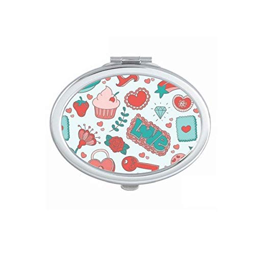 DIYthinker Valentine's Day Love Strawberry Heart Mirror - Portable Foldable Double-Sided Makeup Mirror for Travel, Home & Office Use