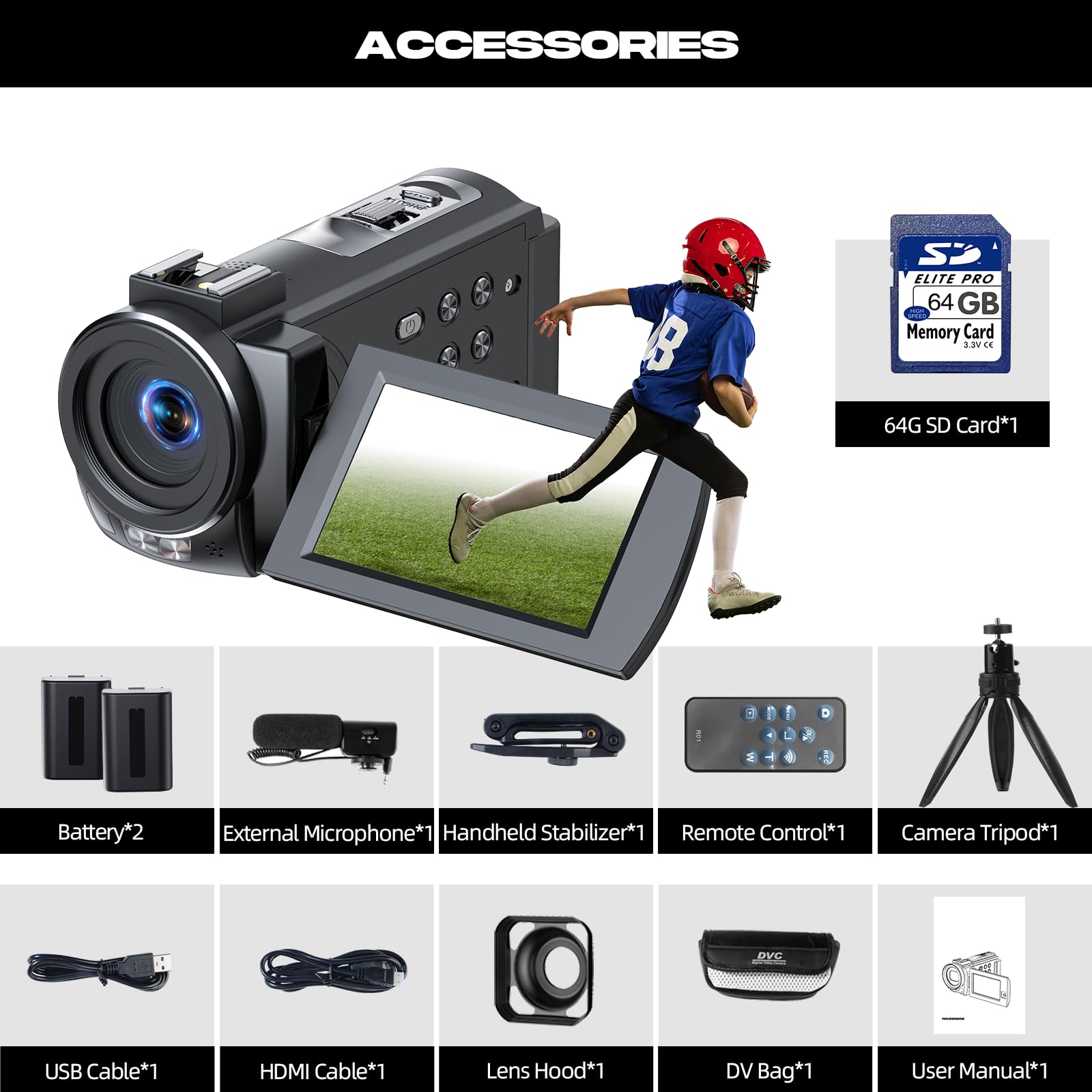 HOTPEAK 5K 56MP WiFi Vlogging Camera with 3