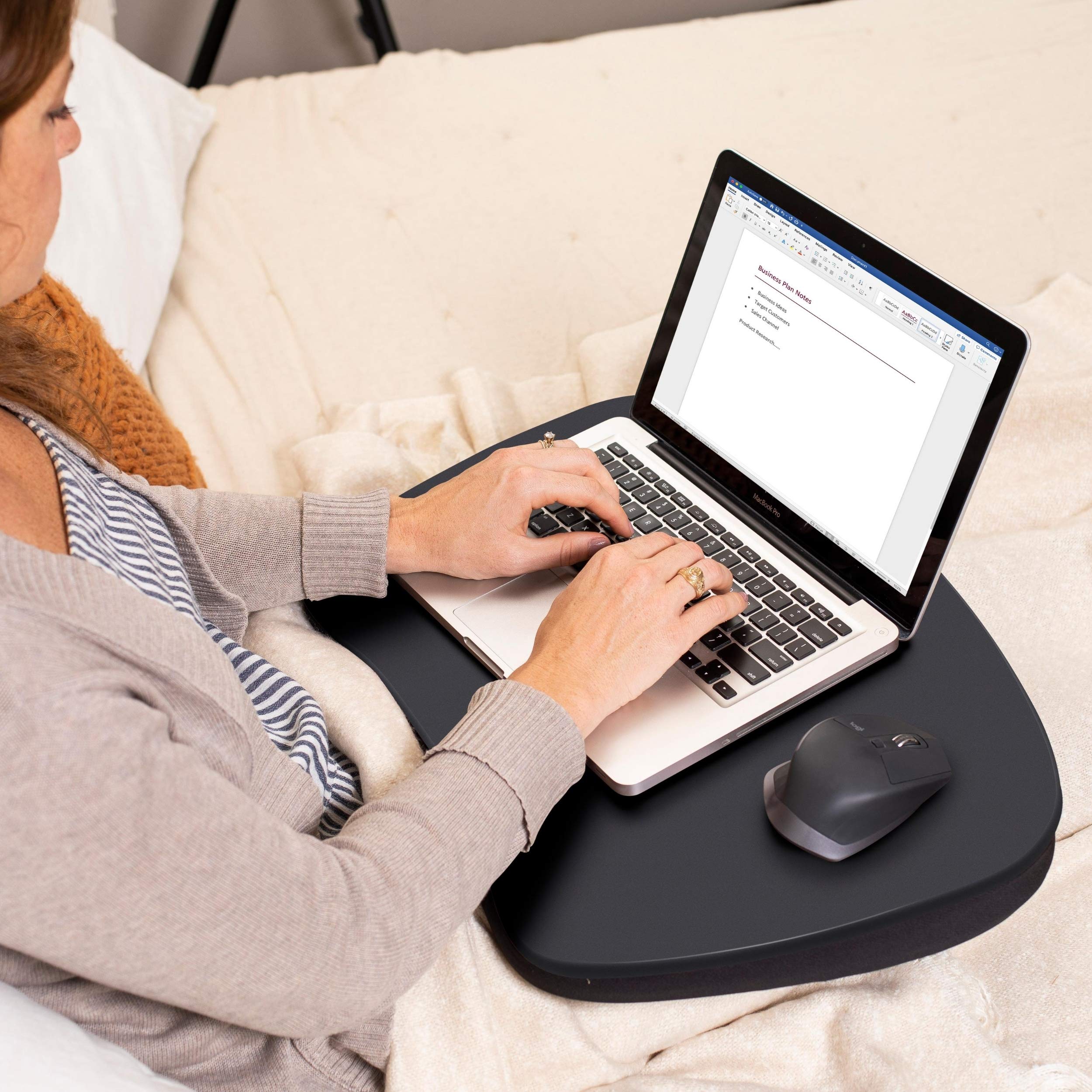 BIRDROCK HOME Oversized Lap Desk with Memory Foam Cushion - Portable Laptop Tray for Adults & Students - 17 Inch Laptop Tray with Ergonomic Wrist Rest - Home Office, Bed, Sofa & Travel Use - Matte Black