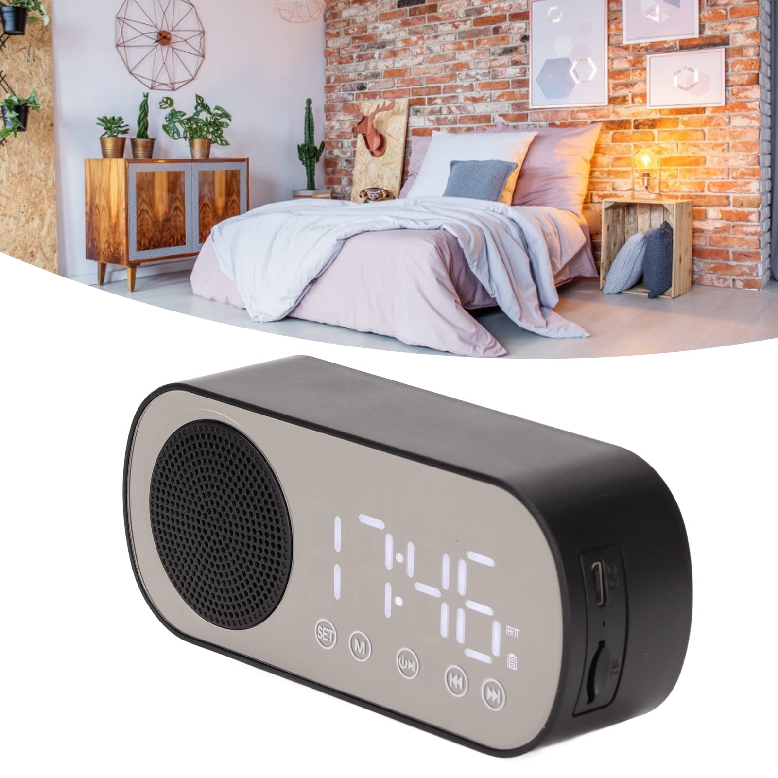 Portable Digital Alarm Clock with FM Radio & Bluetooth Speaker - USB Charger, Large LED Display for Bedroom, Office, Travel | Wake Up to Music, White Noise & Relaxing Sounds | Perfect for Morning Routines, Meditation, Camping, Hiking & Nightstand Use | Ideal Gift for Home, Dorm, Outdoor Adventures