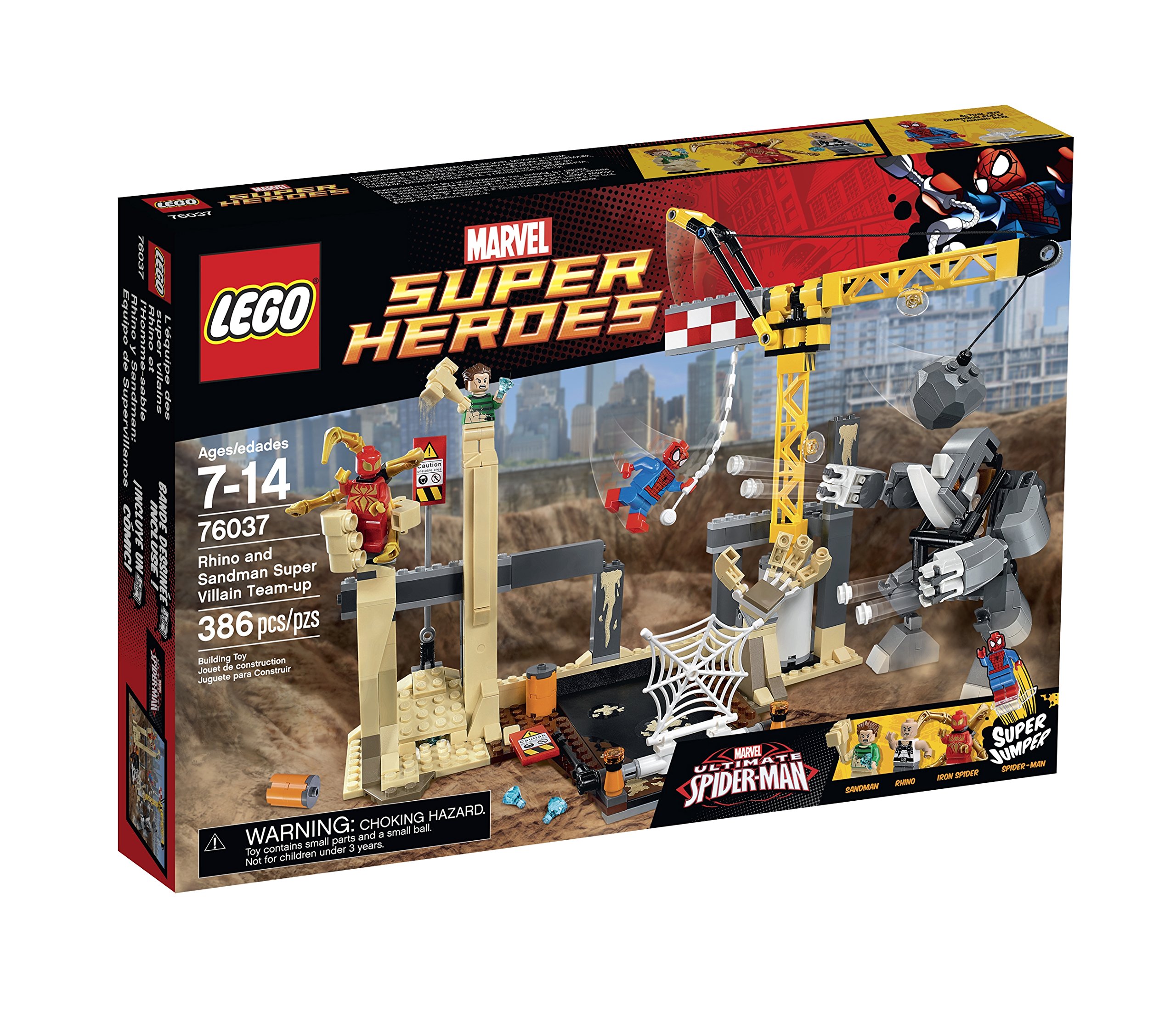 LEGO Super Heroes 76037 Rhino & Sandman Super Villain Team-Up Building Kit (266 Pieces) - Marvel Superheroes Action Toy Set for Kids Ages 7-12 | Creative Play, Birthday Gift, Collectible Display