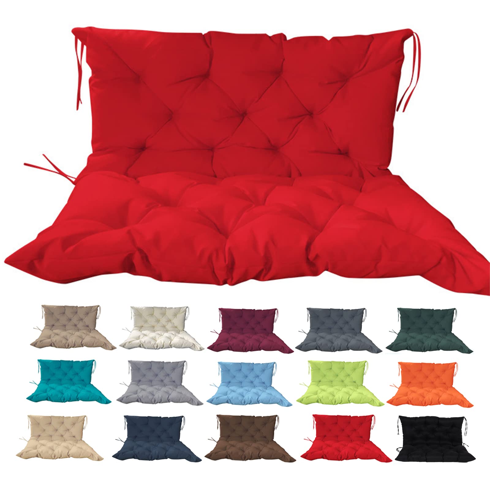 **Waterproof Outdoor Porch Swing Cushion with Backrest – Thick 2-3 Seater Bench Cushion for Garden, Patio, and Recliner Furniture (Red, 60x40in) – Perfect for Relaxing in Your Backyard or Deck**