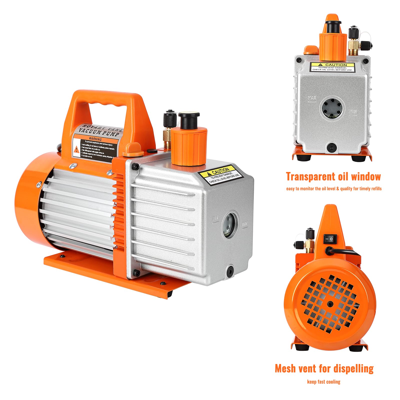 Garvee 5CFM 1/2HP Dual-Stage Rotary Vane Vacuum Pump with Oil Bottle - HVAC Tool for R12 R22 R134a R410a Refrigerants - Ideal for AC Repair, Refrigeration Maintenance, Resin Degassing & Vacuum Packaging