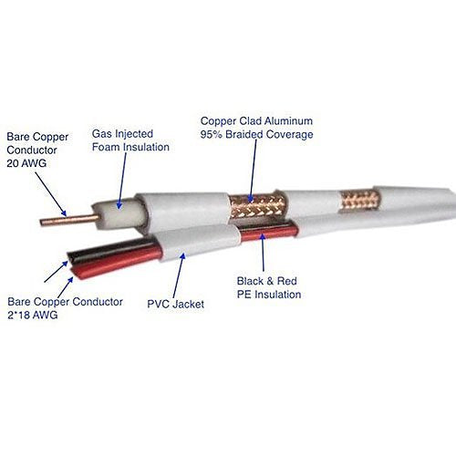 ADI PRO RN 7000501 RG59 Siamese Coaxial Cable - 95% CCA Braid, 18/2 BC, Non-Plenum, 500ft (152.4m) Reel in Box, White - Ideal for CCTV, Security Systems & HD Video Transmission