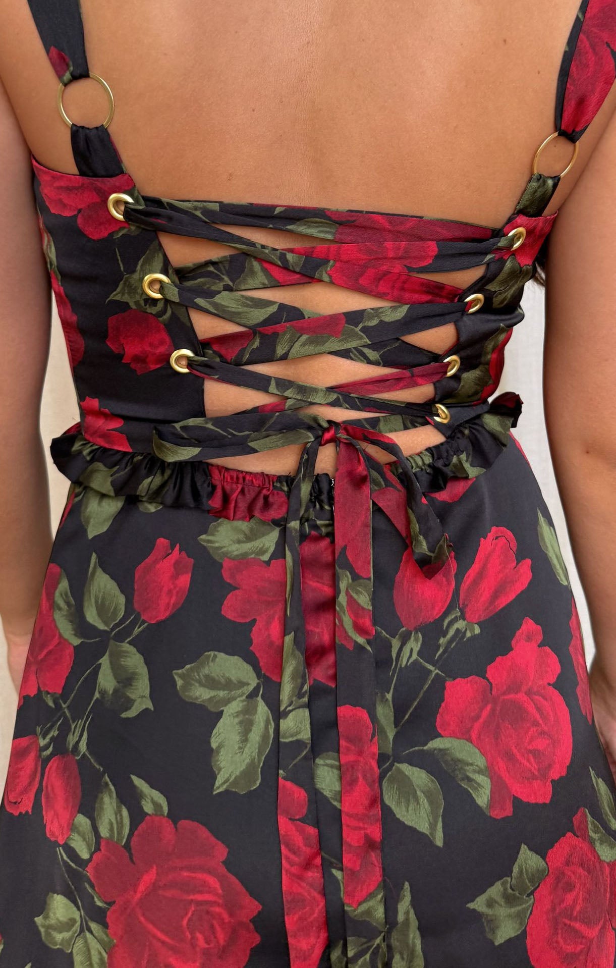 Elegant Lady Corset Dress with Rose Embroidery - Perfect for Evening Parties, Weddings & Special Occasions