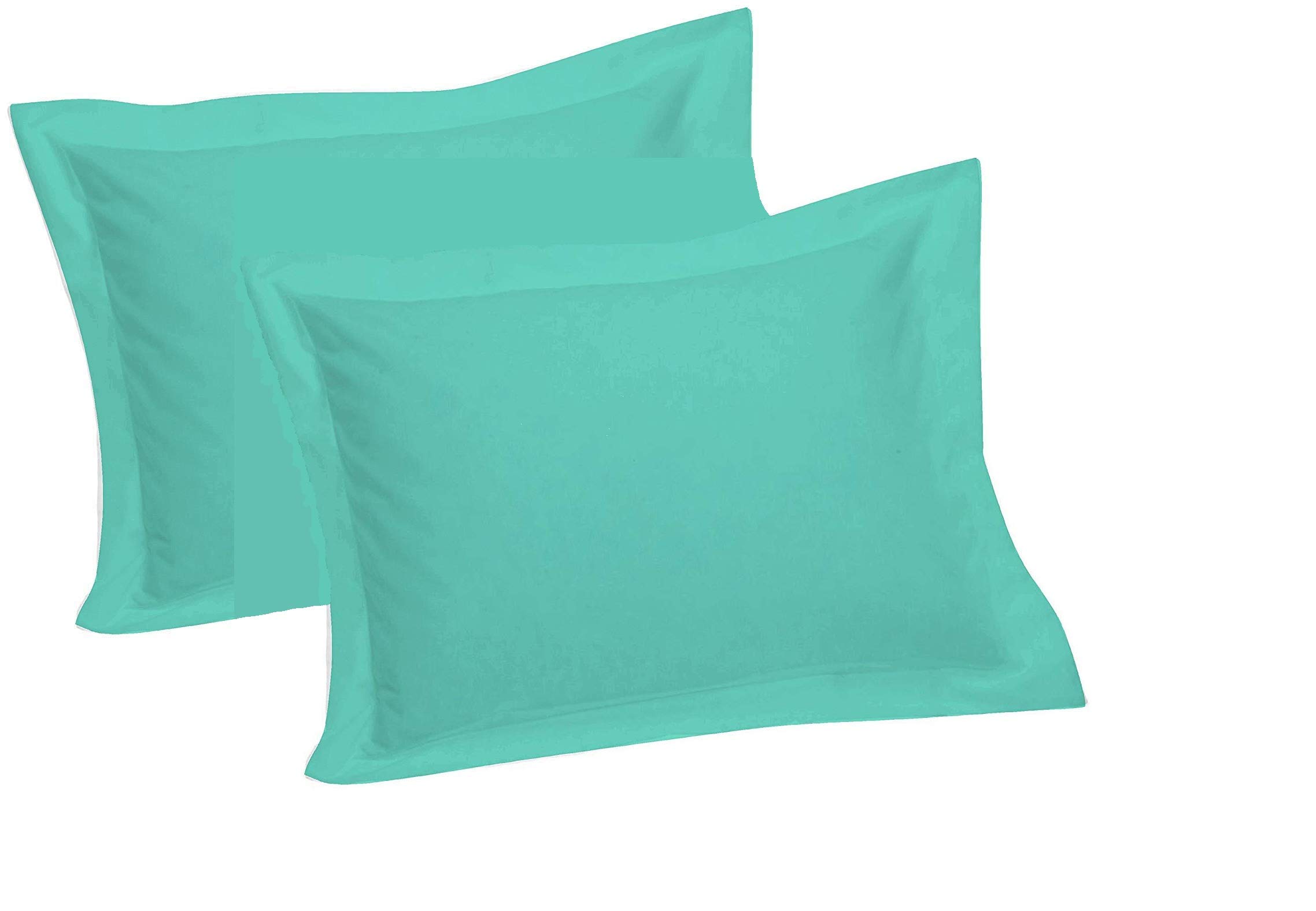 JV Emporium 100% Egyptian Cotton 800 Thread Count Pillow Shams Set of 2 - Super King Size 20x36 Inches Aqua Blue Solid - Luxury Bedding for Master Bedroom, Guest Room & Hotel Decor