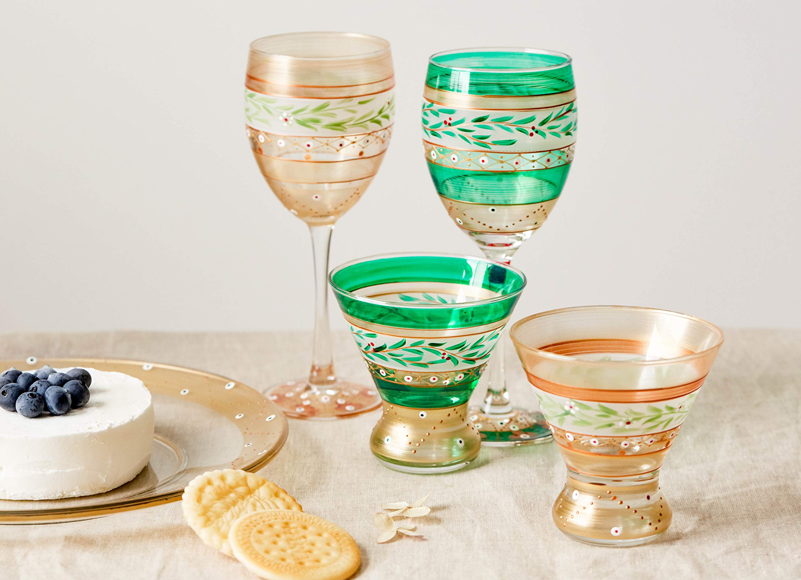Hand Painted Moroccan Mosaic Forest Cosmopolitan Glasses Set of 2 - Unique Artisan Glassware by USA Artists - Elegant Drinkware for Cocktails, Wine & Home Decor - Perfect for Dinner Parties, Wedding Gifts & Kitchen Table Décor