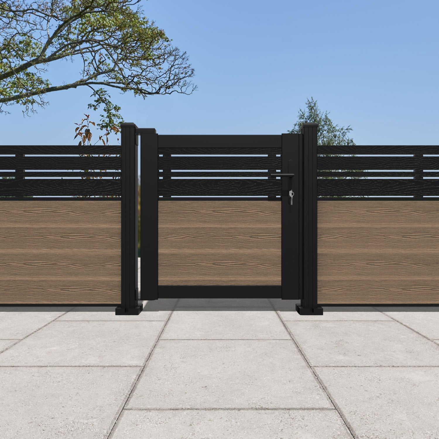 Classic Linea Teak Wood Pedestrian Gate - Durable & Stylish Garden Entryway for Home & Outdoor Spaces