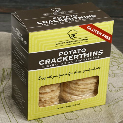 Gluten Free Crackerthins Australian Potato Crackers - Potato Cheese & Chive (5.3 oz) | Healthy Snacks for Adults & Kids | Perfect for Parties, Picnics & Lunchboxes