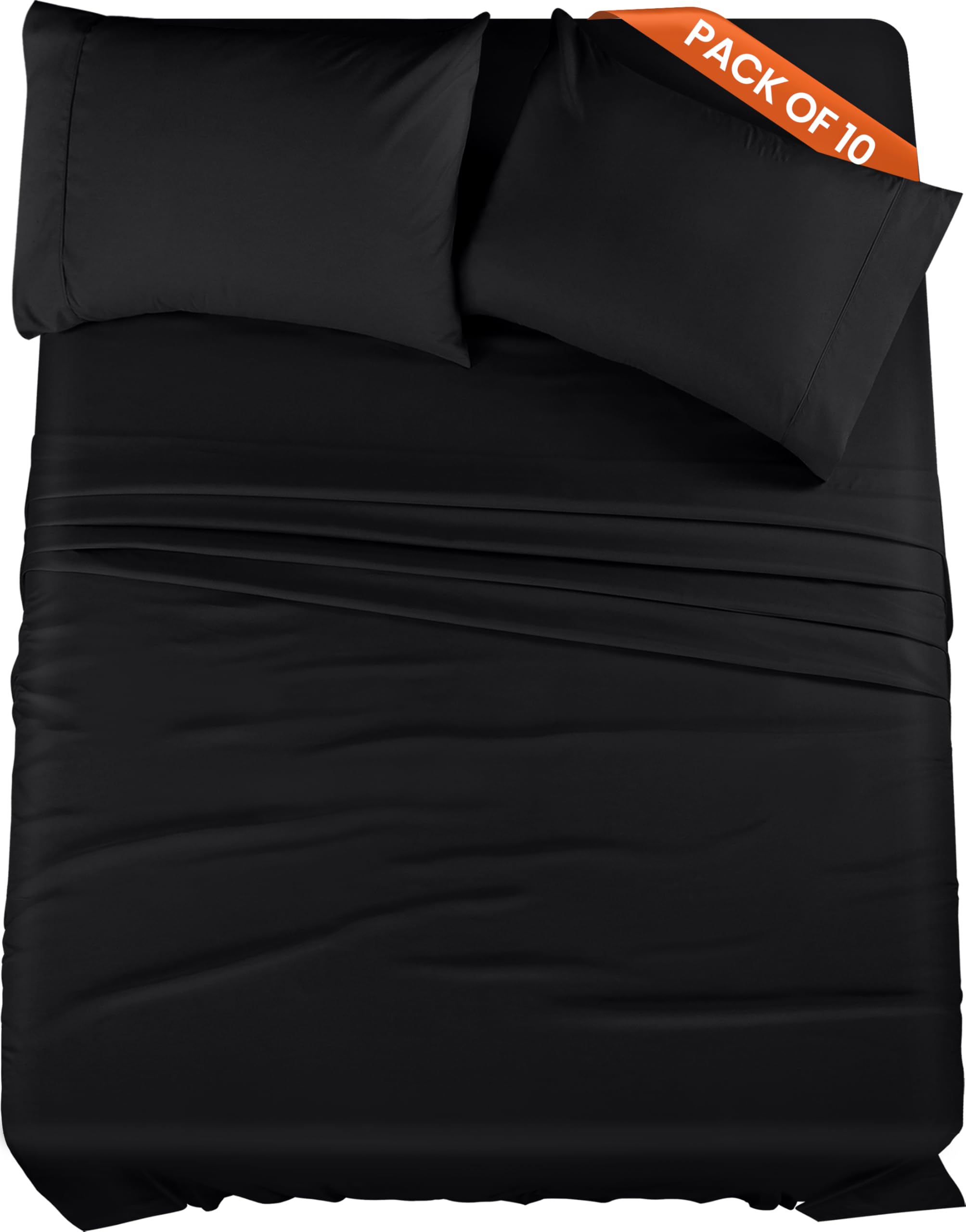 Utopia Bedding Queen Size Bed Sheets Set - 10-Piece Bulk Pack - Soft Brushed Microfiber Sheets - Shrink & Fade Resistant - Easy Care (Black) - Perfect for Spa, Hotel, Guest Room & Home Use