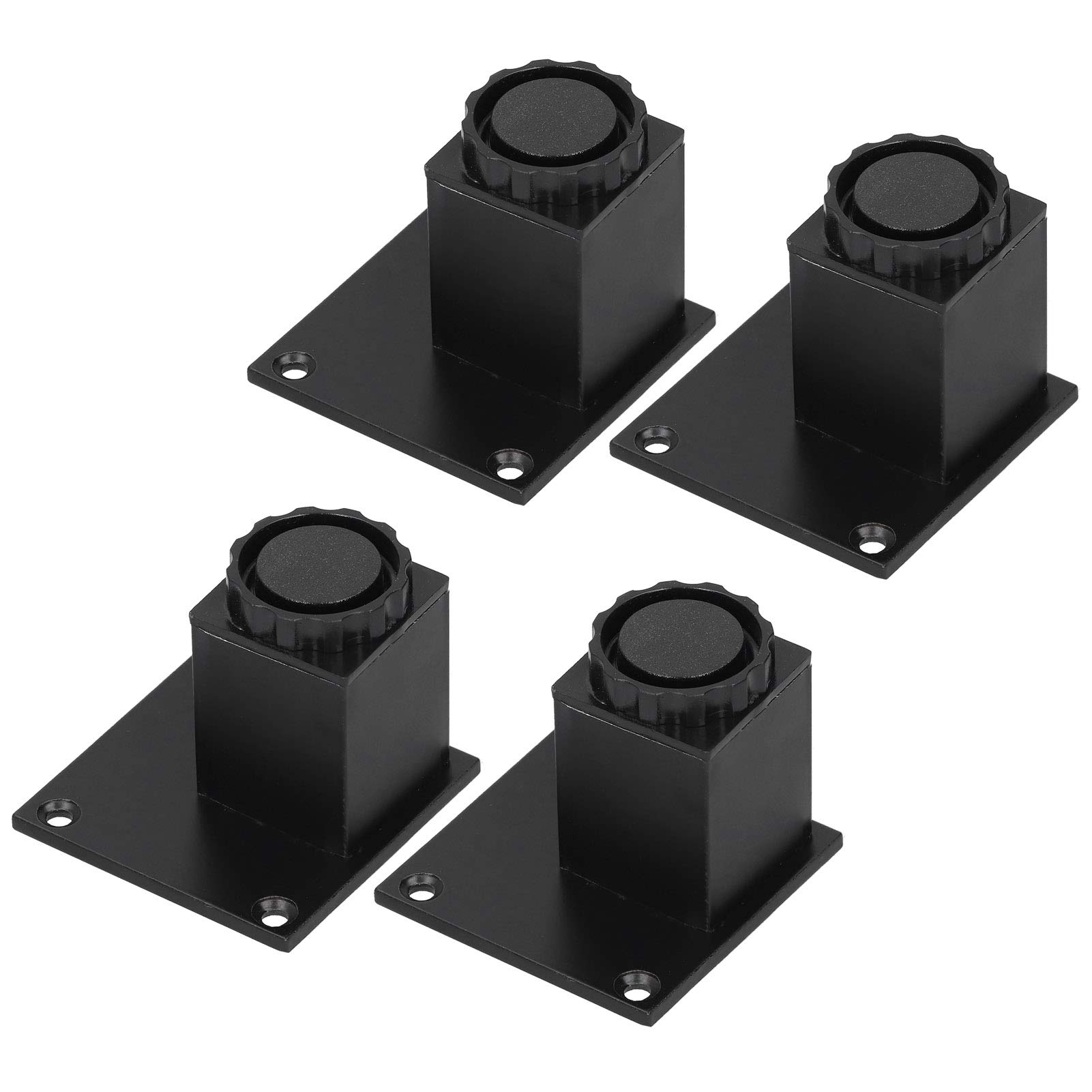 4Pcs Adjustable Height Aluminum Alloy Square Furniture Legs for Sofa Cabinet - 60mm Black Square Cabinet Feet (Perfect for Living Room, Bedroom & Office Furniture Support)