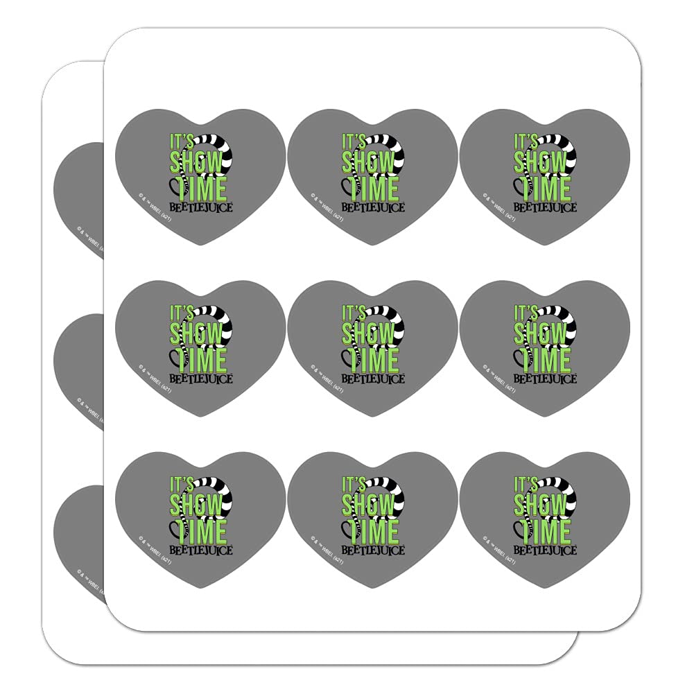 Beetlejuice 'It's Showtime' Quote Heart-Shaped Stickers - Planner, Calendar, Scrapbook, Journal, DIY Craft Supplies for Bullet Journaling, Card Making, and Party Decorations