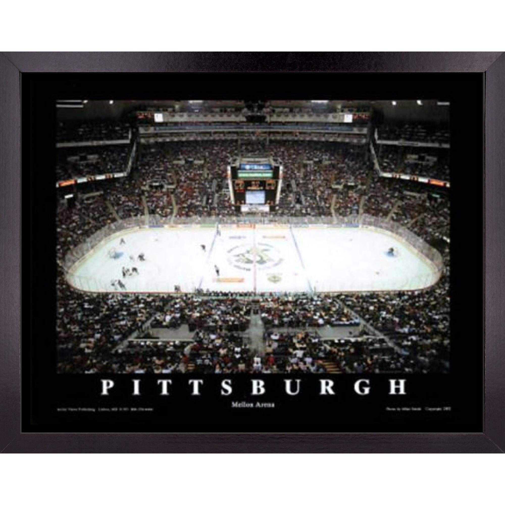 Pittsburgh Penguins Hockey Stadium Poster - Framed Wall Art Decor 23x29 Inches | Vintage Mellon Arena Game Aerial Ice Rink Print | Perfect Sports Fan Gift for Men & Women | College Dorm Room Decor, Man Cave, Sports Bar Wall Art