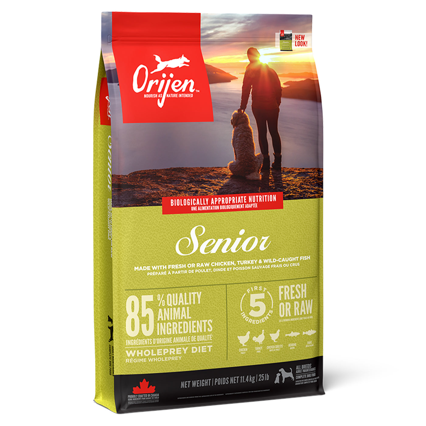 ORIJEN Premium Senior Dog Food - High Protein, Grain-Free Dry Dog Food for Older Dogs - 11.4kg (25.1 lb) - Supports Joint Health & Digestion - Ideal for Aging Dogs with Reduced Activity Levels