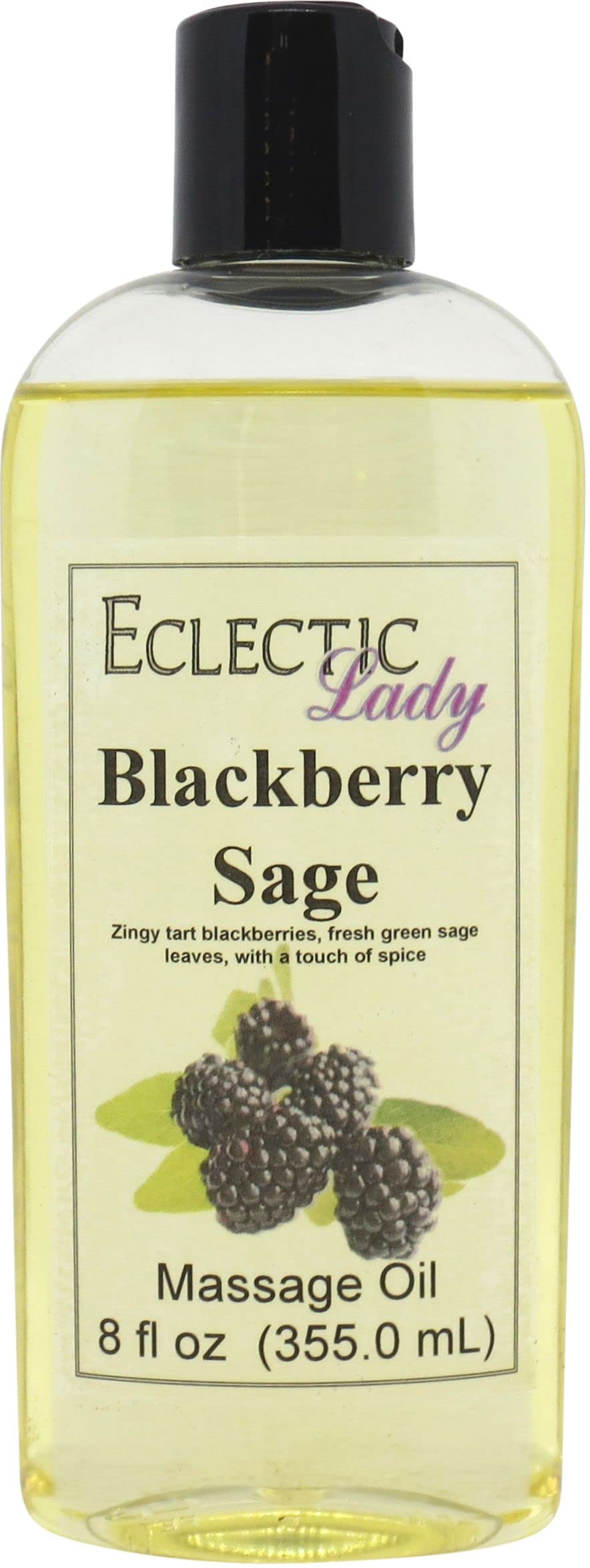 Blackberry Sage Massage Oil - 8oz Natural Aromatherapy Blend with Sweet Almond & Jojoba Oil | Preservative-Free Relaxation Oil for Spa, Couples Massage & Stress Relief