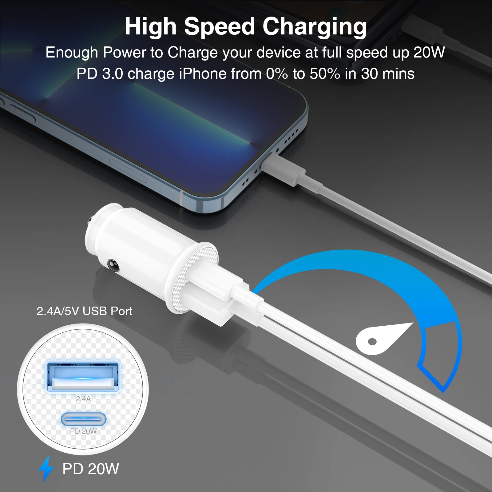 Fast Car Charger with Dual USB Ports - Apple MFi Certified Car Charging Adapter for iPhone 14/13/12/11/SE/X/8 Plus & iPad | Includes 2-Pack 6ft Lightning Cables | Perfect for Road Trips, Commuting & On-the-Go Charging