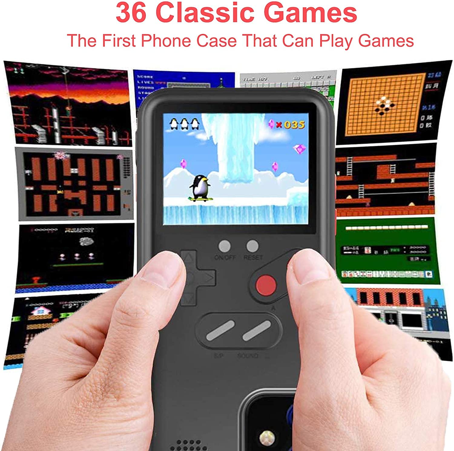 Retro Gameboy Case for iPhone 12 Mini - 36 Classic Games with Color Display, Anti-Scratch Shockproof Phone Cover - Perfect for Gaming Enthusiasts & Nostalgic Play on the Go
