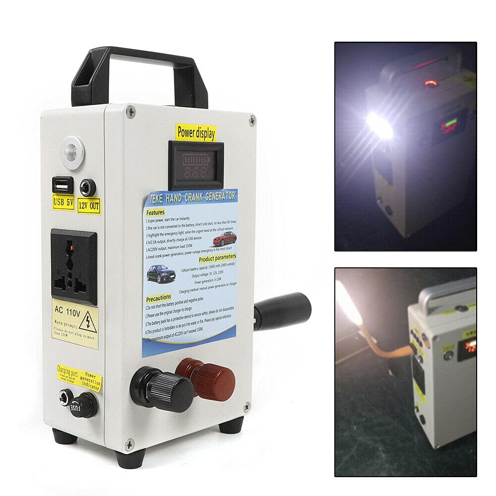 150W Hand Crank Emergency Power Generator with USB Charger - Portable Outdoor Camping Gear for Phone Charging, Survival Kits & Emergency Power Supply (Perfect for Camping, Hiking, Blackouts & Natural Disasters)