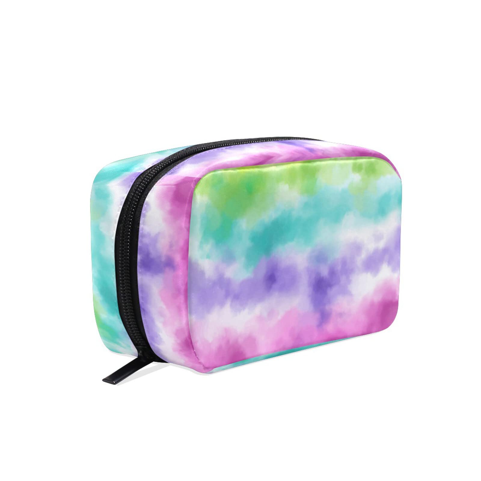 Rainbow Tie Dye Makeup Bag for Women - Travel Toiletry Organizer, Gift for Girls (Perfect for Purse & Vacation)
