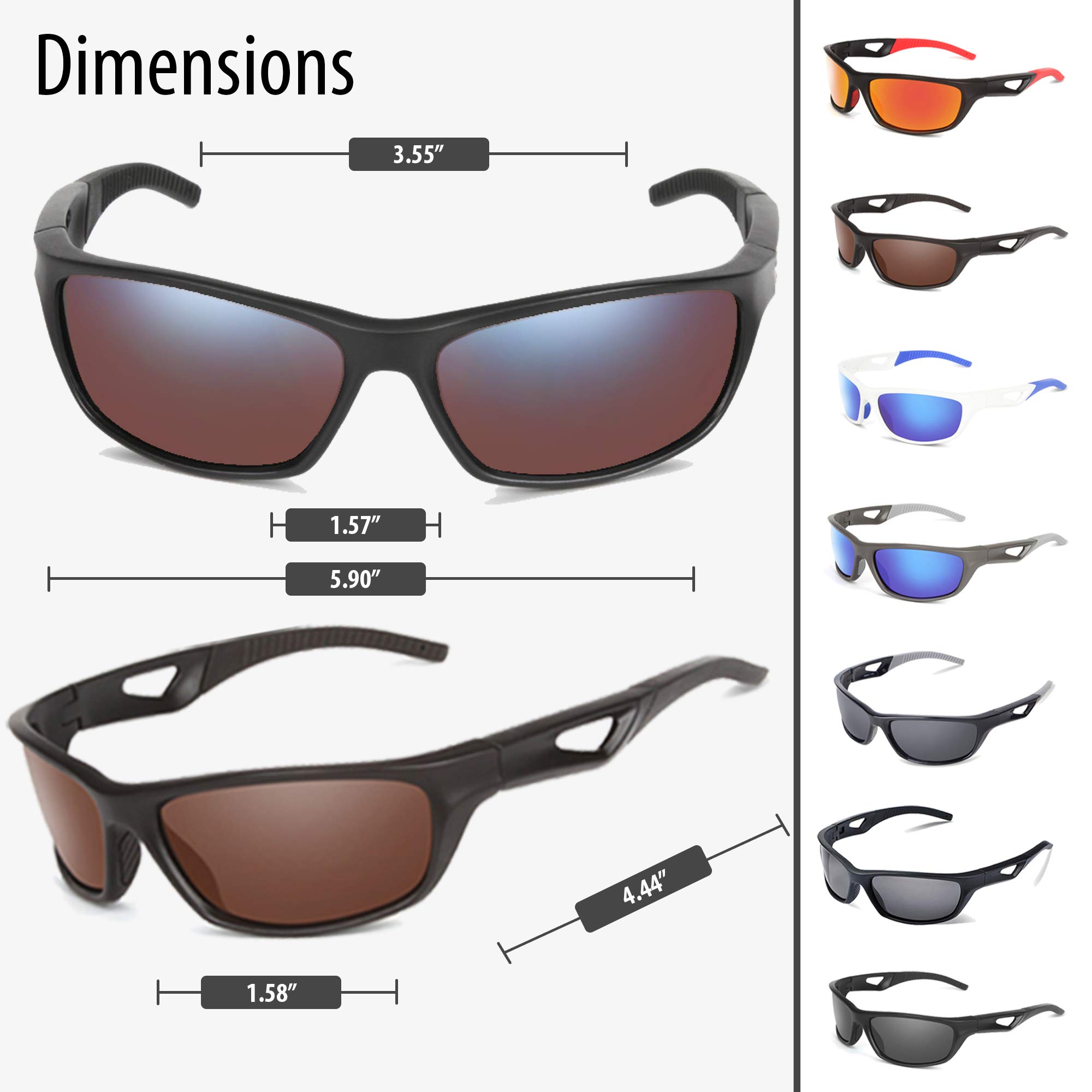 Polarized Sports Sunglasses for Men & Women - UV Protection, Shatter Resistant Cycling Glasses for Running, Hiking, Fishing & Outdoor Activities