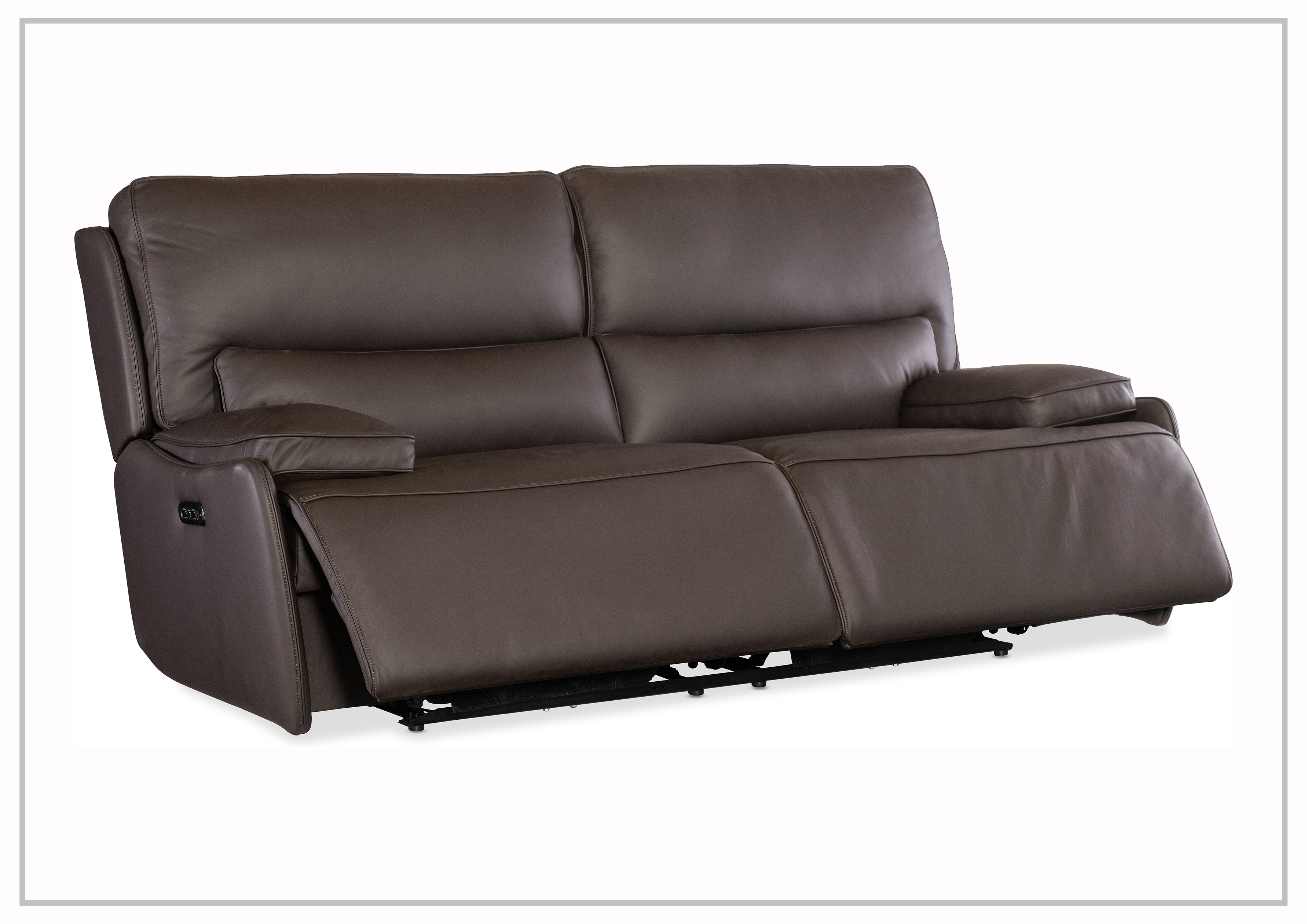 Hooker Furniture Kramer Zero Gravity Power Recliner Sofa - Dark Brown & Light Gray - Adjustable Comfort for Living Room & Home Theater
