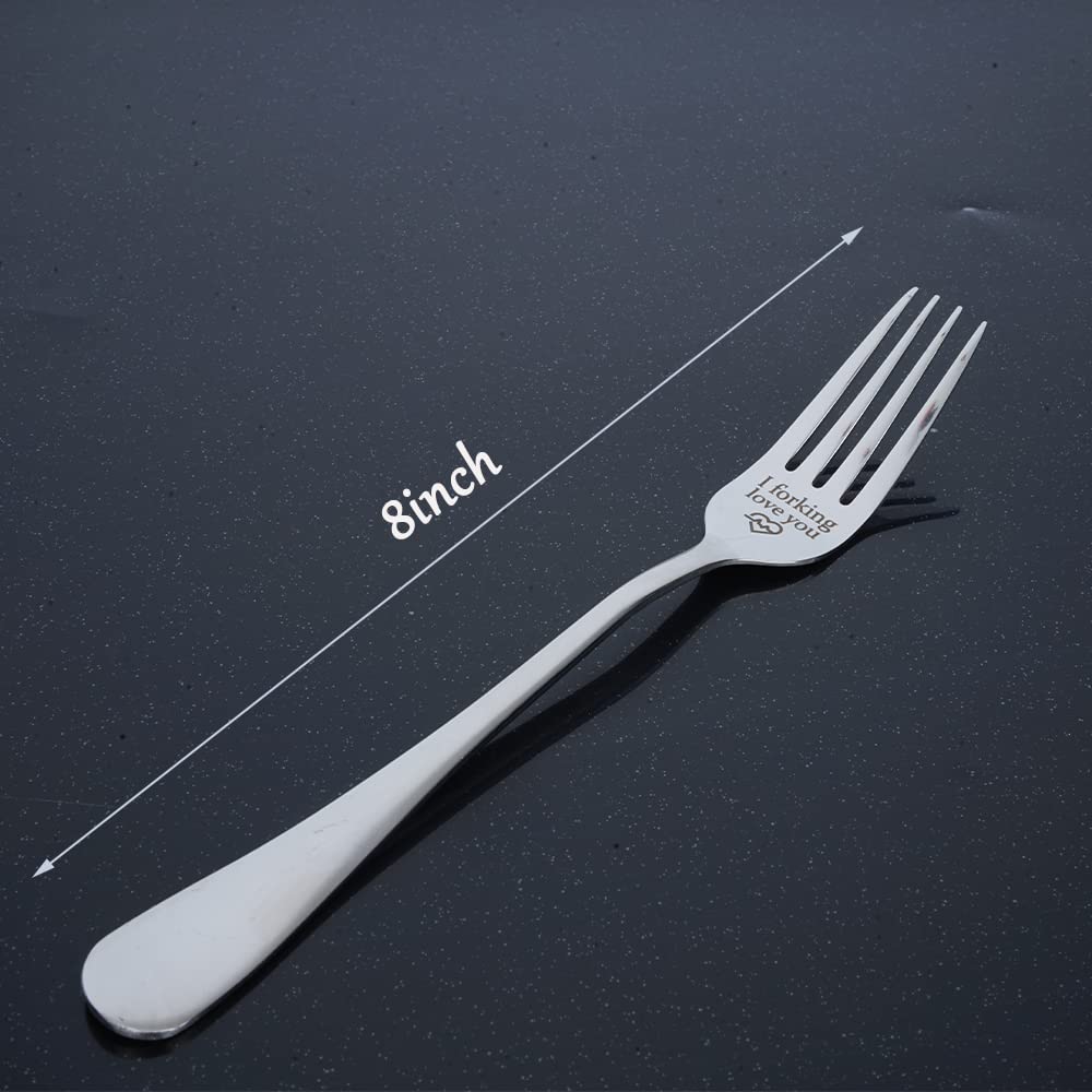 Funny Engraved 'I Love You' Stainless Steel Dinner Forks - Valentine's Day, Anniversary & Birthday Gifts for Him, Her, Men & Women - Perfect for Romantic Dinners & Special Occasions