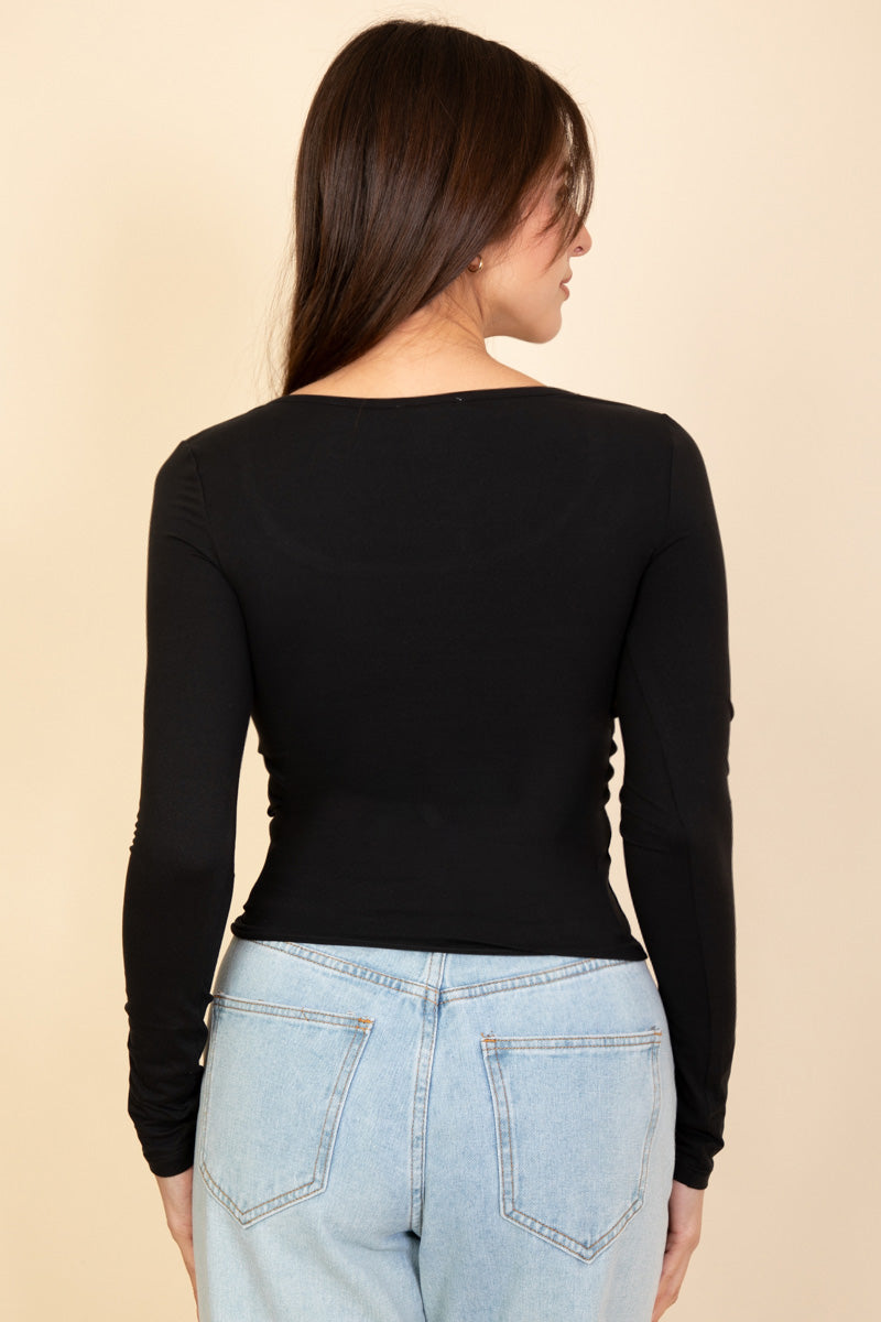 Elegant Square Neck Long Sleeve Blouse for Women - Trendy Casual & Office Wear - Perfect for Work, Date Night & Fall Layering