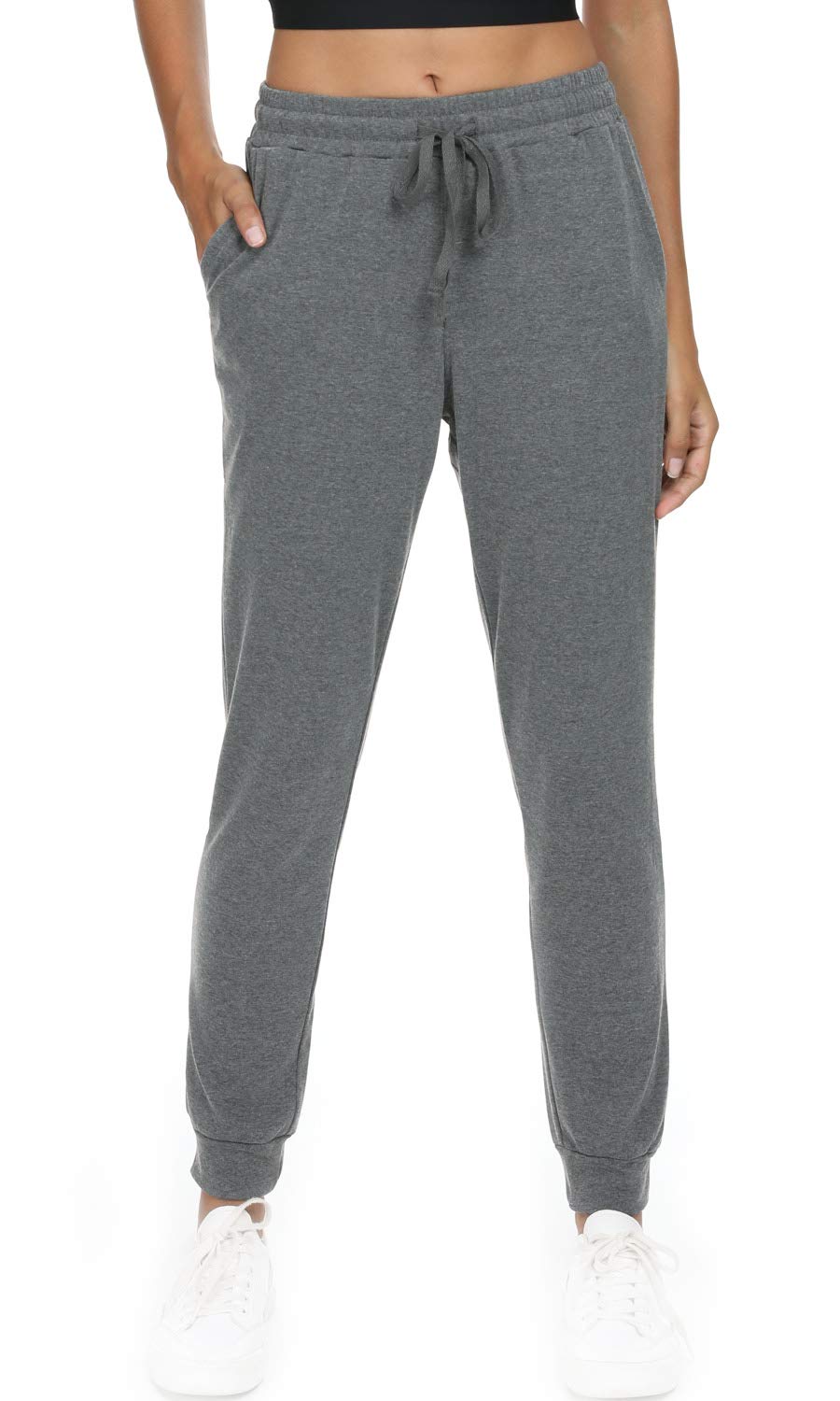 HAOMEILI Women's High Waisted Joggers - Soft Cotton Yoga Pants with Pockets for Running, Workout, Lounge & Travel - Tapered Sweatpants for Gym, Home & Casual Wear