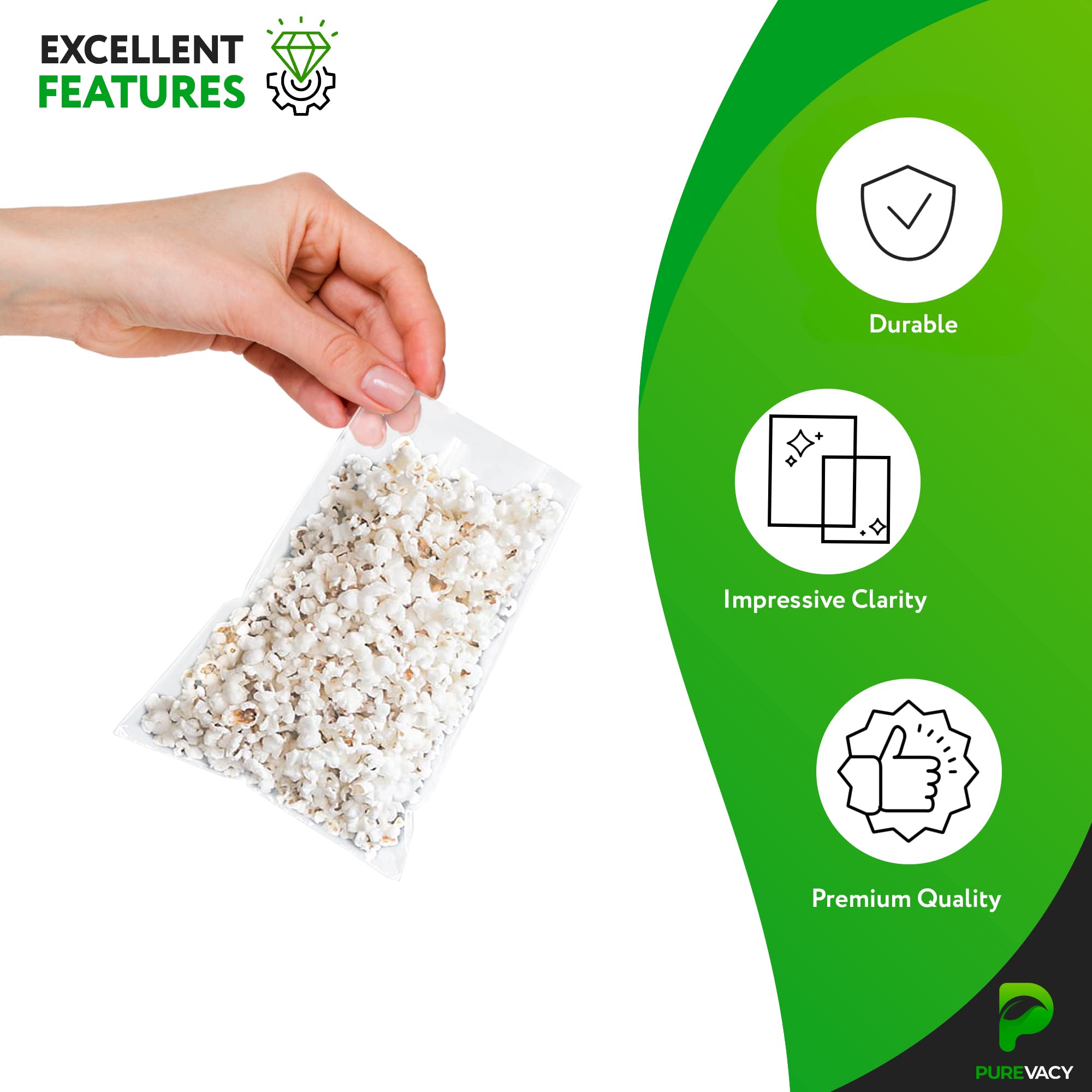 5 x 4 x 18 Inch Clear Gusseted Poly Bags - 1000 Pack 1 Mil Side Gusseted Plastic Bags | Leakproof Packaging Bags for Food Storage, Coffee Beans, Grains & Party Favors | Ideal for Retail, Wholesale & Home Use