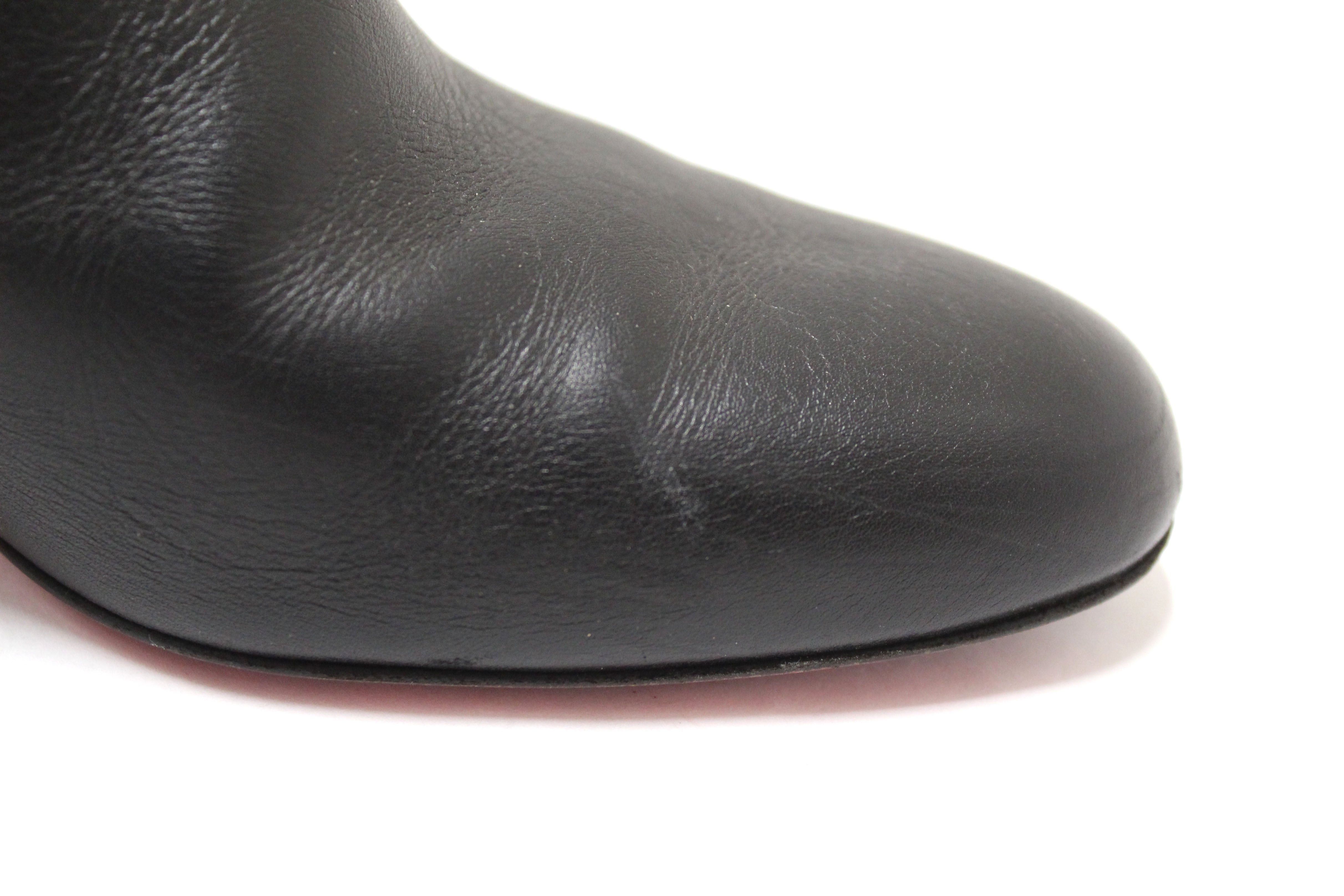 Authentic Christian Louboutin Black Leather Turela 55 Ankle Boots Women's Size 36.5 - Stylish & Comfortable for Evening Parties & Night Out