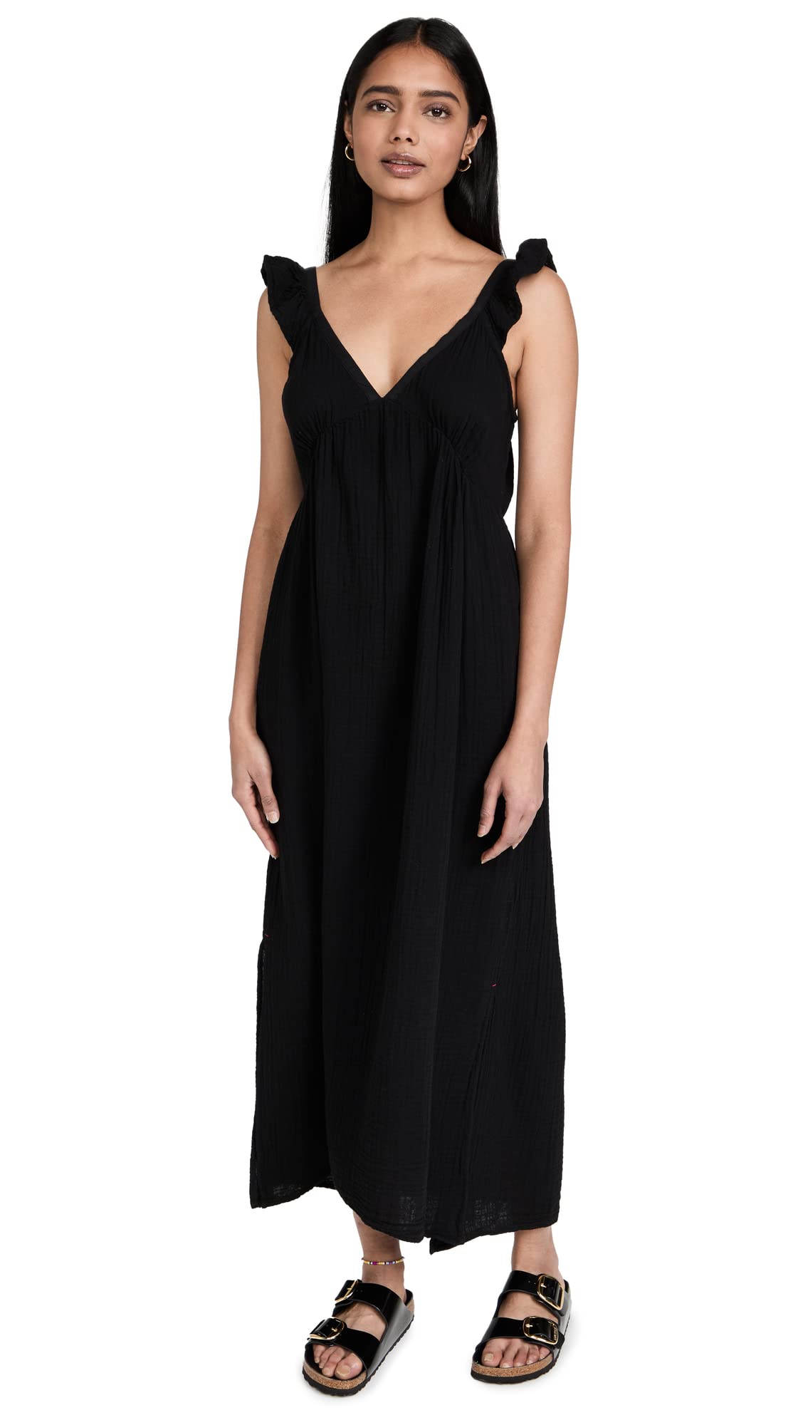 XIRENA Women's Leyla Dress - Flowy Summer Midi Dress with Floral Print, V-Neck & Ruffle Sleeves | Perfect for Beach Vacations, Date Nights & Casual Outings