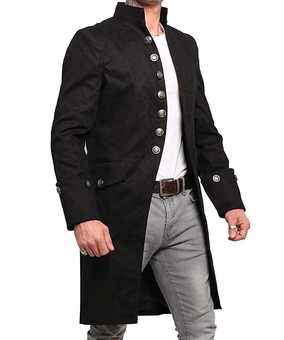 Vintage Pirate Coat for Men - Handmade Steampunk Frock Coat with Strong Cotton Brocade Fabric | Gothic Costume, Cosplay, Halloween & Renaissance Fair Outfit