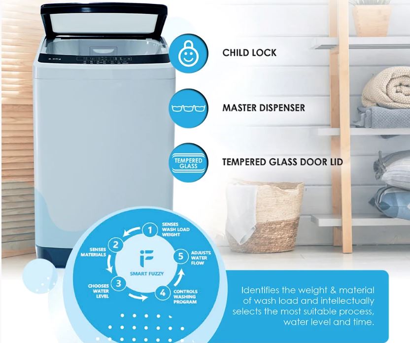 Candy CATL 7088 LVSI 8KG Fully Automatic Top Load Washing Machine - Perfect for Apartments, Small Homes & Laundry Rooms