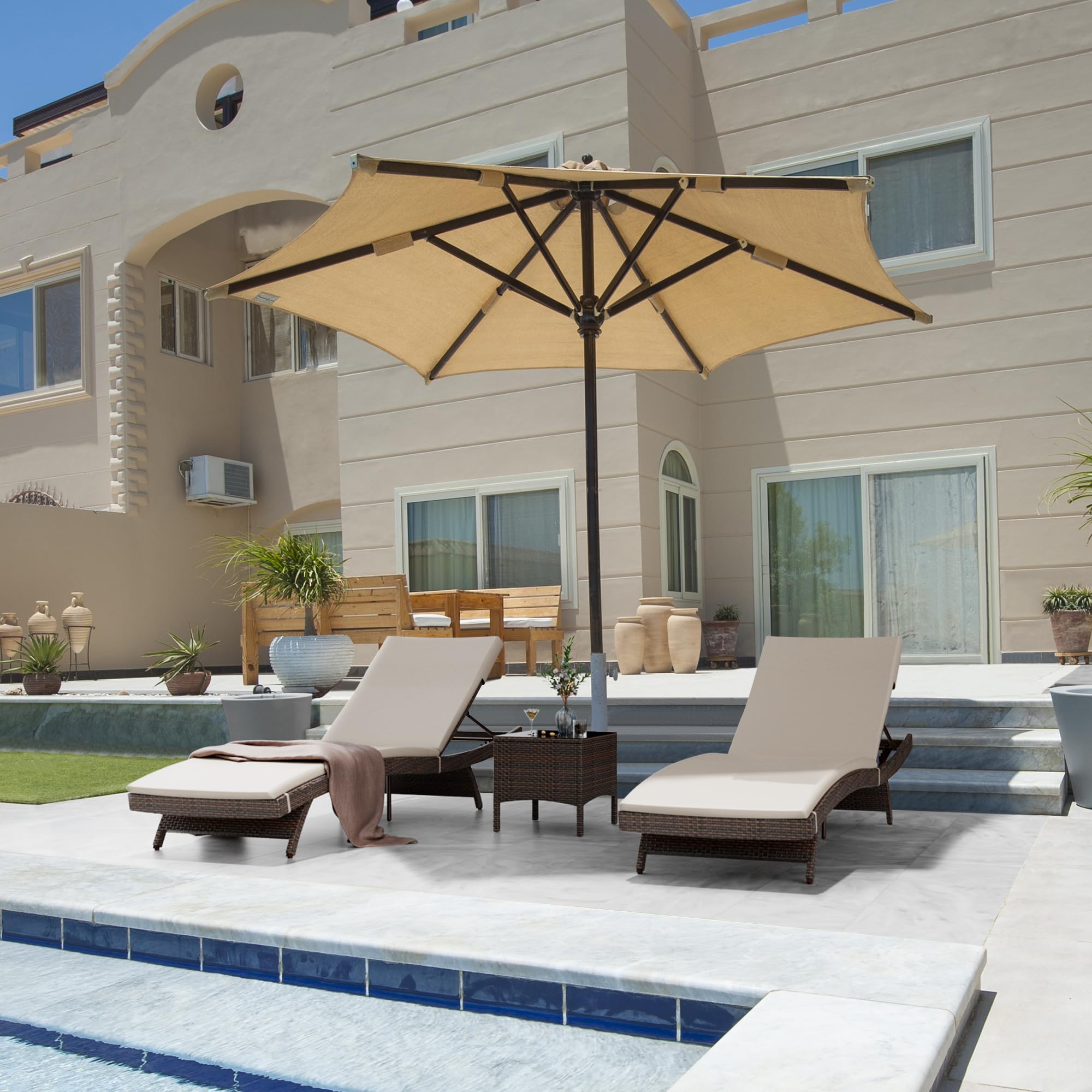 Pamapic Adjustable Patio Chaise Lounge Chair with Removable Cushion - 1-Piece Outdoor Poolside Lounge Set for Backyard, Porch & Garden Relaxation | Perfect for Sunbathing, Lounging by the Pool, or Enjoying Outdoor Leisure Time