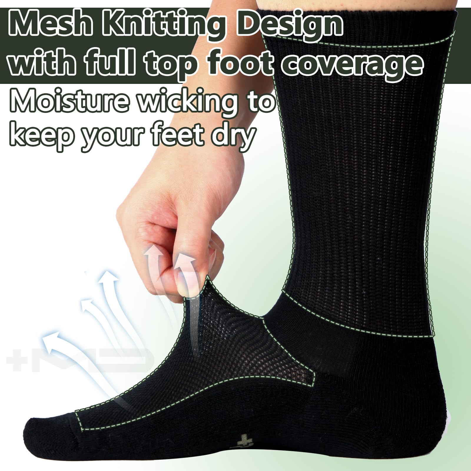 Premium 6-Pair Men's Bamboo Viscose Dress Socks - Soft Cushioned Crew Socks with Odor Control (Black & White) - Ideal for Office, Business & Formal Occasions