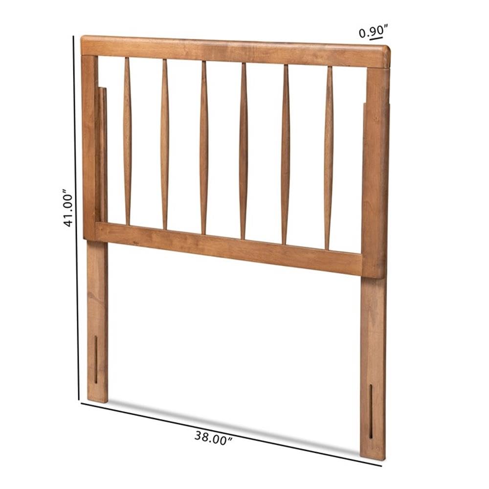 BOWERY HILL Modern Rubber Wood Twin Size Headboard in Walnut - Solid Wood Bed Frame Headboard for Kids, Teens & Guest Rooms - Perfect for Bedroom Decor & Space Saving Solutions