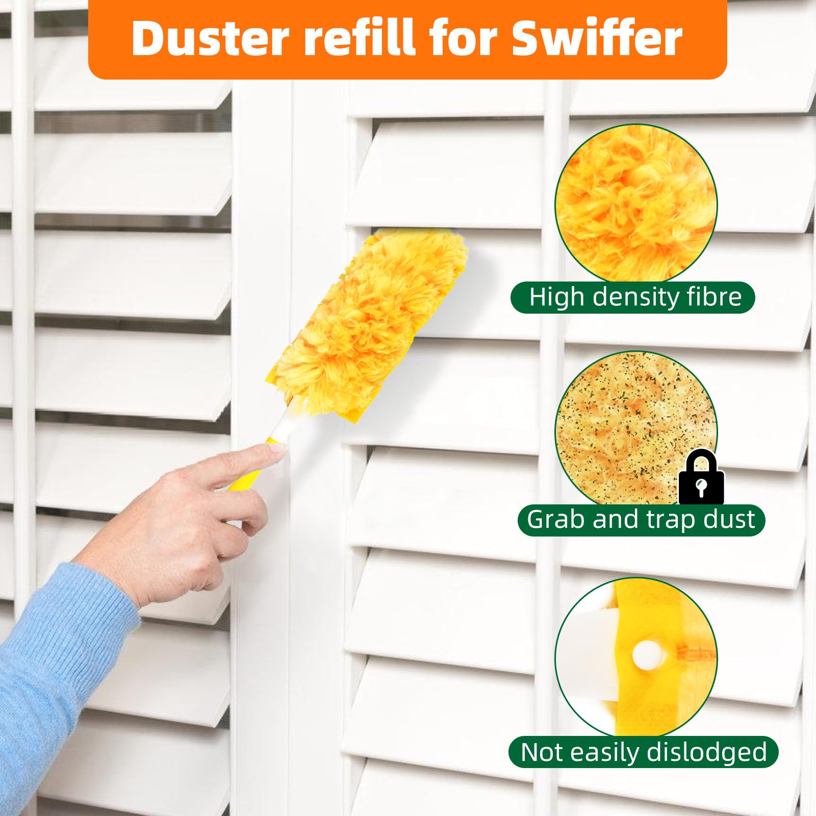 20 Pack 360 Dusters Refills for Swiffer Dusters - Unscented Heavy Duty Disposable Cleaning Kit with 1 Handle - Perfect for Dusting Furniture, Blinds, Ceiling Fans, Electronics & Hard-to-Reach Areas