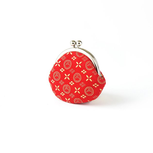 Premium Japanese Deerskin Leather Coin Purse with Urushi Lacquer Clasp - Mt. Fuji Red Pattern | Handmade in Japan | Elegant Gamaguchi Change Purse for Travel, Gifts & Daily Use