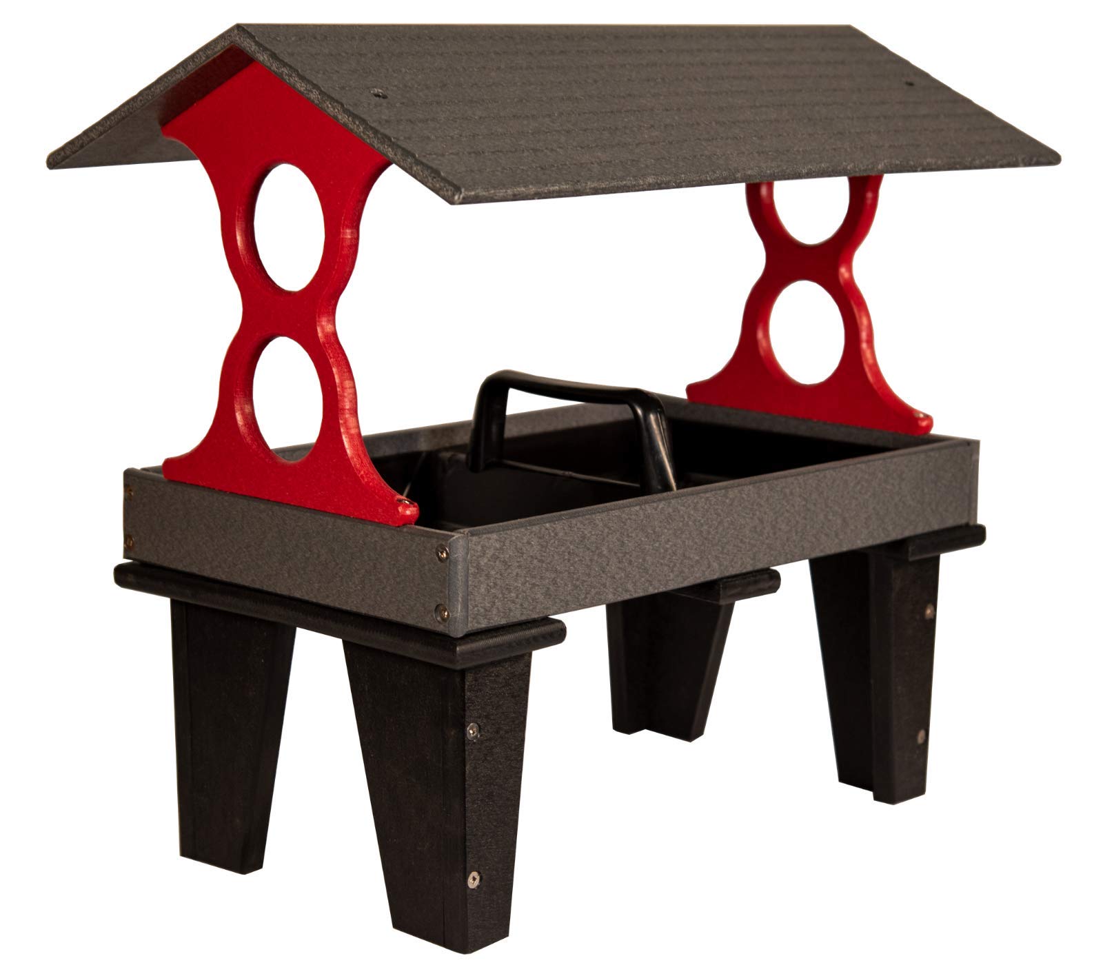 JCs Wildlife Large Ground Fly Thru Bird Feeder - 8 Cup Capacity Cardinal Red Bird Seed Feeder with Removable Tray - Perfect for Backyard Bird Watching, Garden Decoration & Outdoor Wildlife Feeding