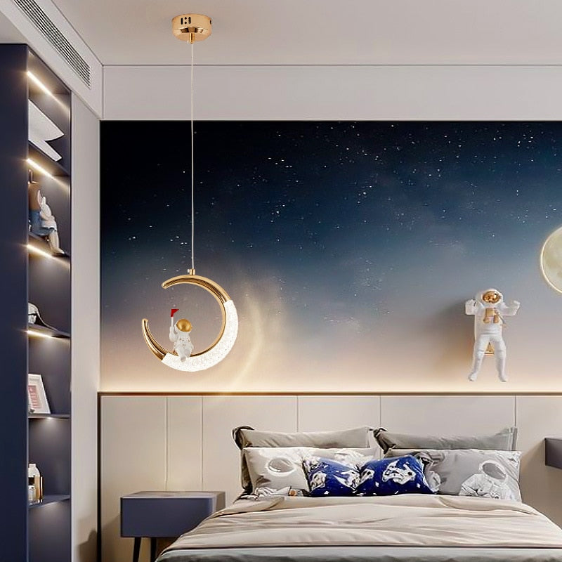 Kids Astronaut on Moon Night Light - LED Bedside Lamp for Children's Room Decor | Perfect for Bedtime Stories, Nursery Lighting & Space-Themed Bedrooms