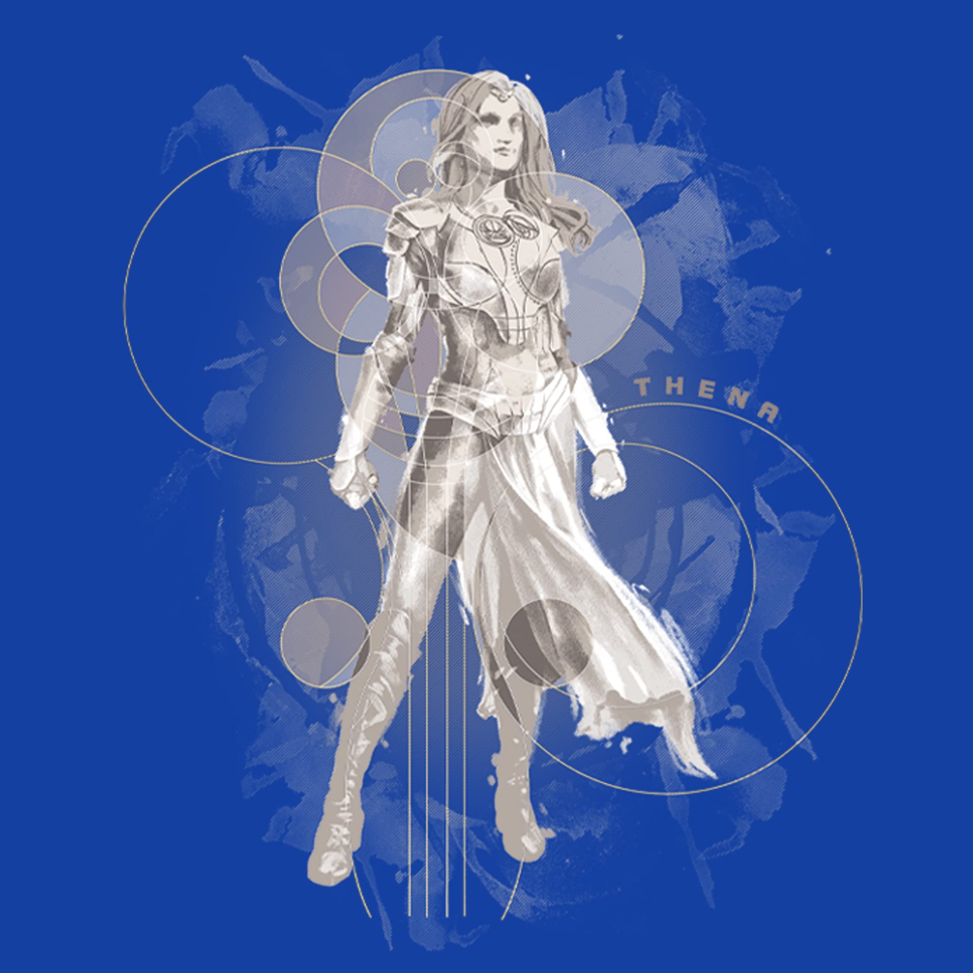 Marvel Eternals Thena Circles Graphic T-Shirt for Men | Superhero Movie Merchandise | Casual Wear & Cosplay Outfit