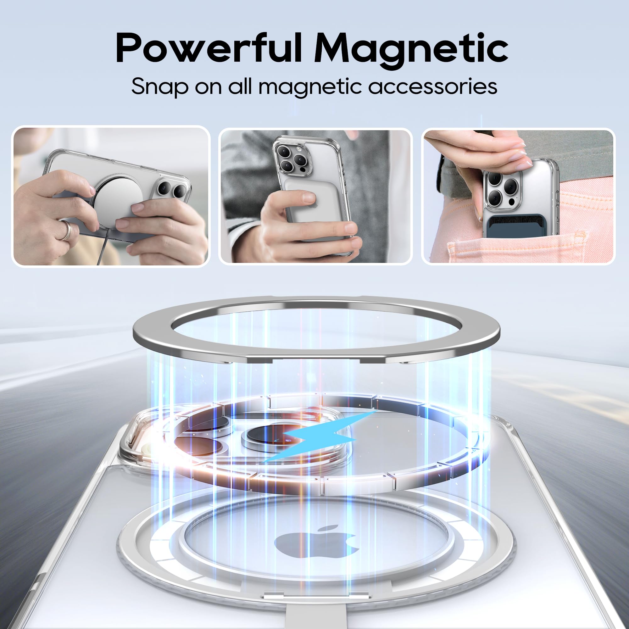Niunisi 360° Magnetic Rotatable Ring Stand for iPhone 16 Pro Case - Military-Grade Shockproof Cover with Kickstand | Compatible with iPhone 16 Pro 6.3