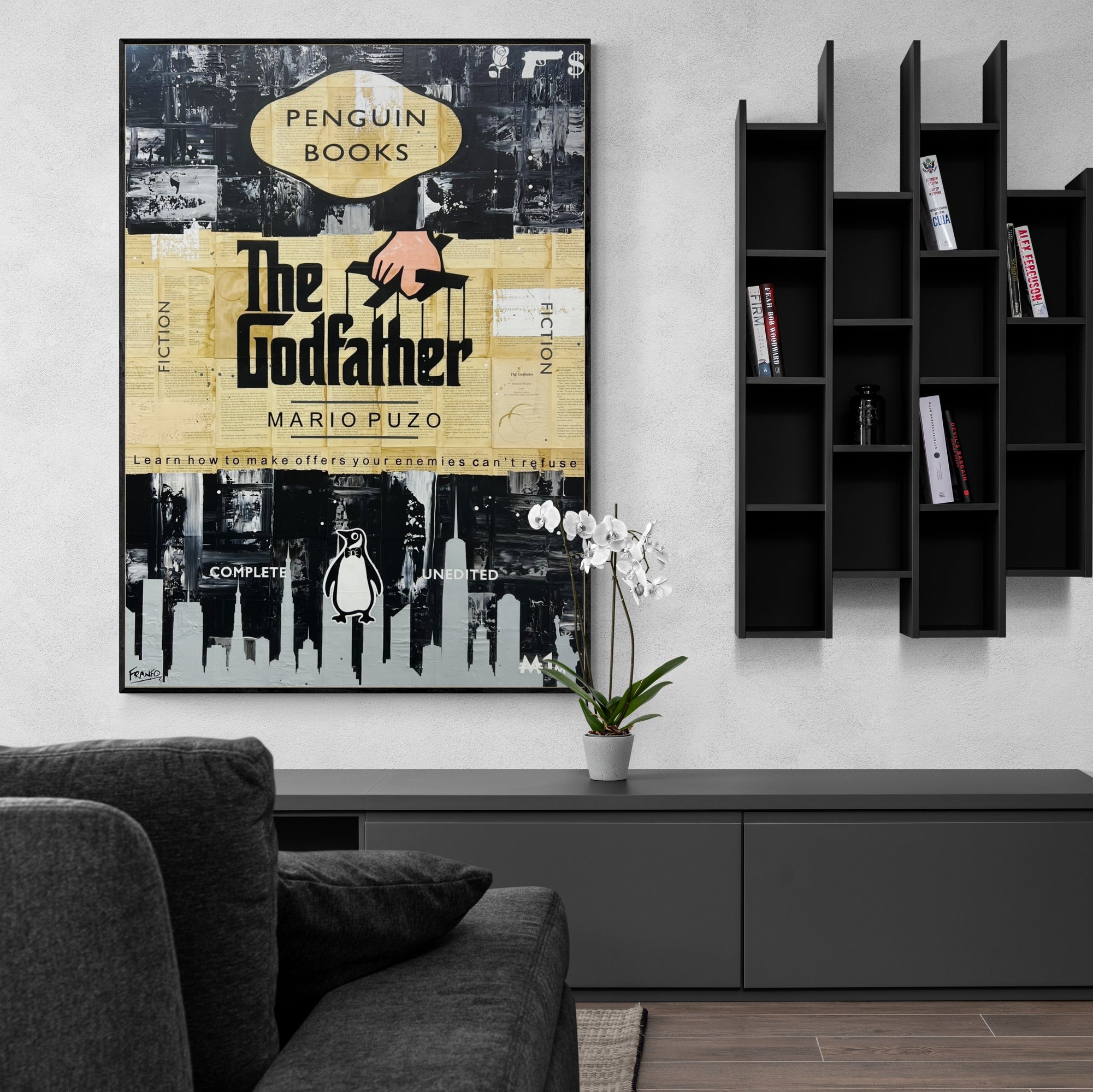 140cm x 100cm Italian God Urban Pop Art Canvas Painting - Modern Wall Decor for Living Room, Bedroom & Book Club
