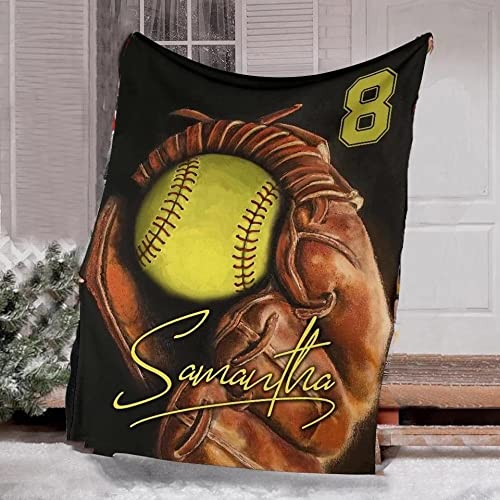 Custom Softball Blanket Personalized Gift for Players - Birthday, Christmas, Sports Events