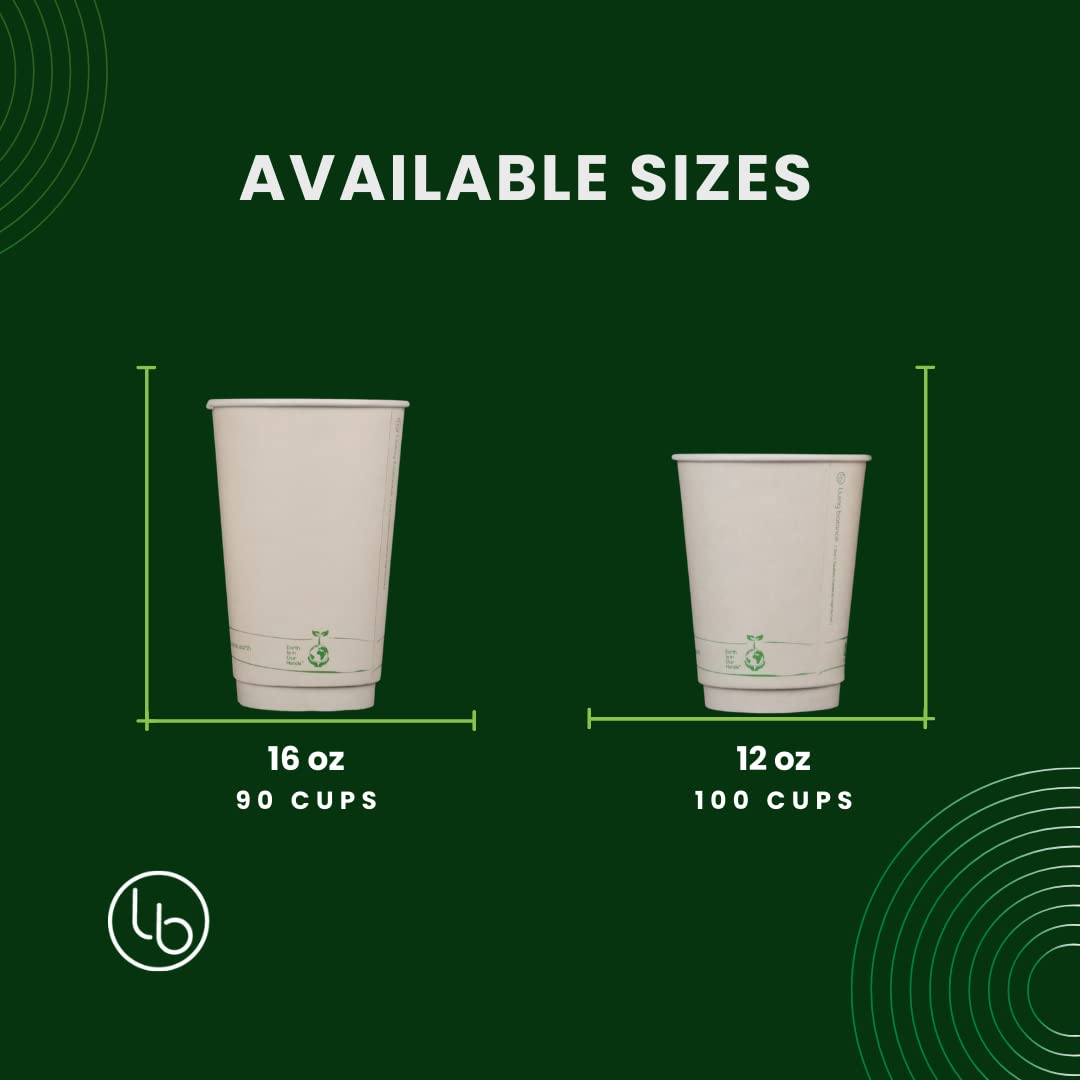 12oz (100 Pack) Certified Compostable Coffee Cups with Sleeves | BPA-Free, Leak Proof & Biodegradable | Eco-Friendly Disposable Cups for Coffee Shops, Offices, Parties & Home Use