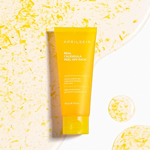 APRIL SKIN Real Calendula Peel Off Face Mask - 100G Korean Skincare for Deep Cleansing & Pore Minimizing | Perfect for Acne-Prone & Oily Skin Care Routine