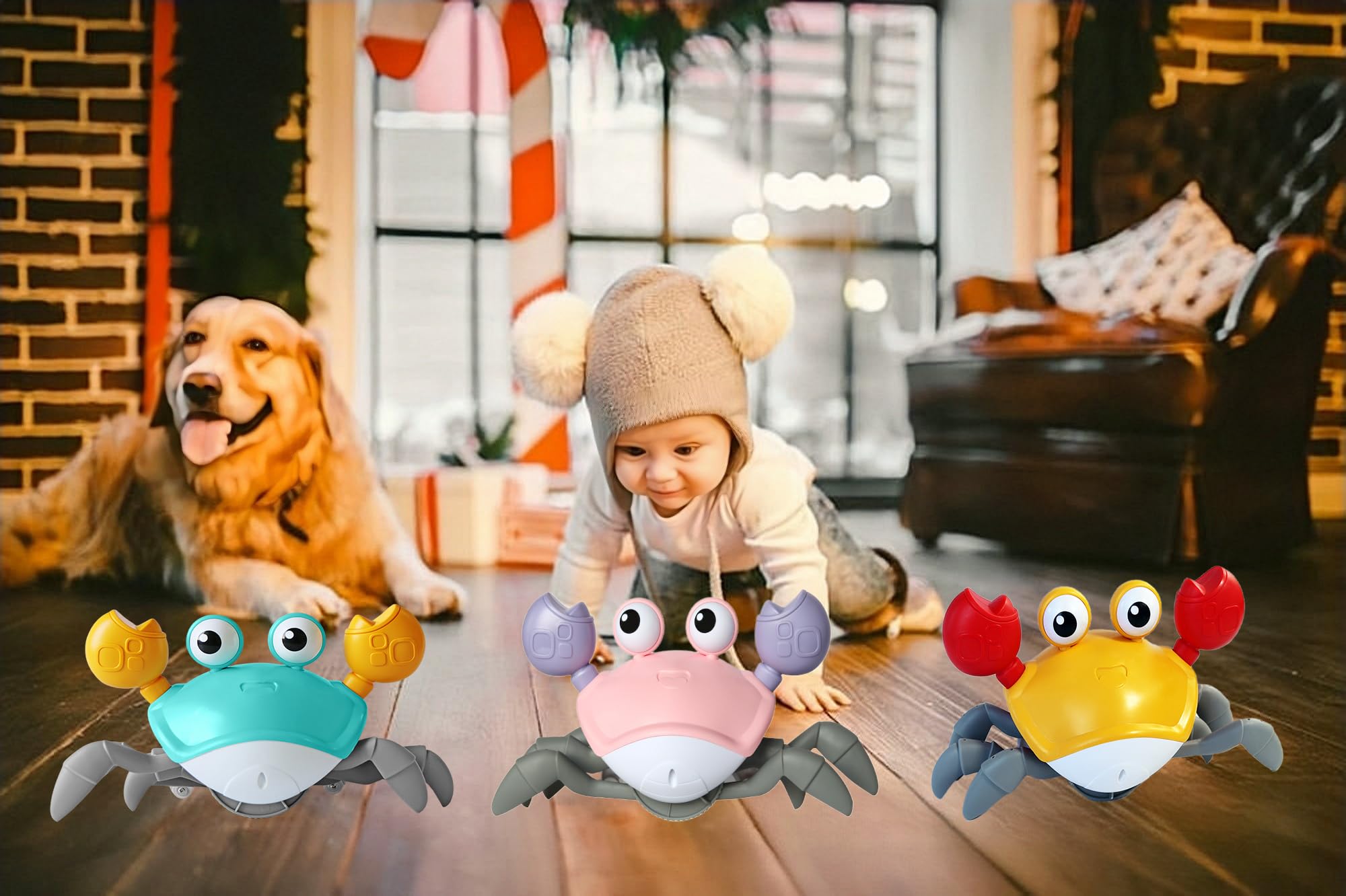 Interactive Crawling Crab Baby Toy - Sensory Learning Toy for Infants 3-12 Months - Encourages Crawling & Tummy Time - Perfect Gift for Boys & Girls (Pink) | Ideal for Early Development, Playtime & Motor Skills Practice