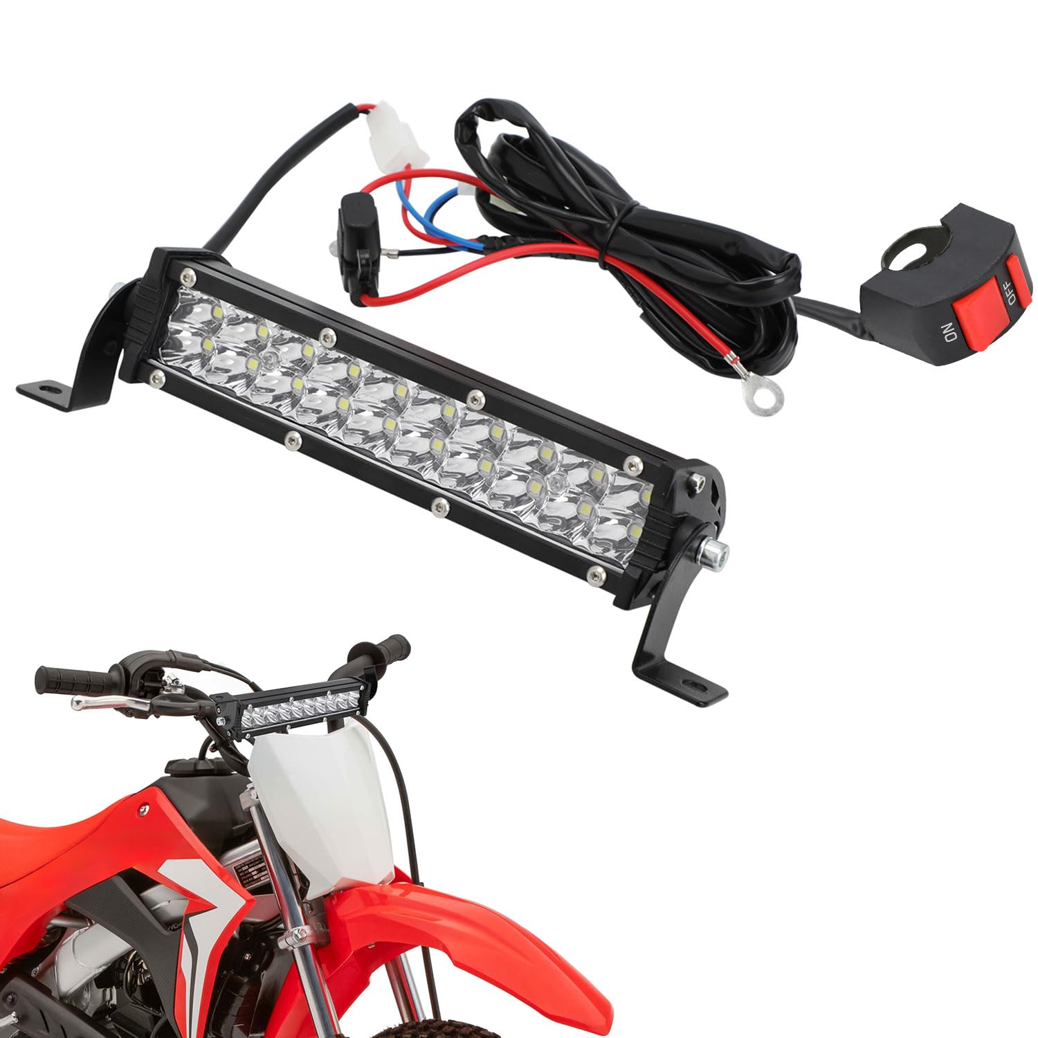 60W 2500LM Universal Dirt Bike Light Bar - Plug & Play Motorcycle Headlight for CRF110 KLX140 KLX110 TTR110 (Fits Most 7/8